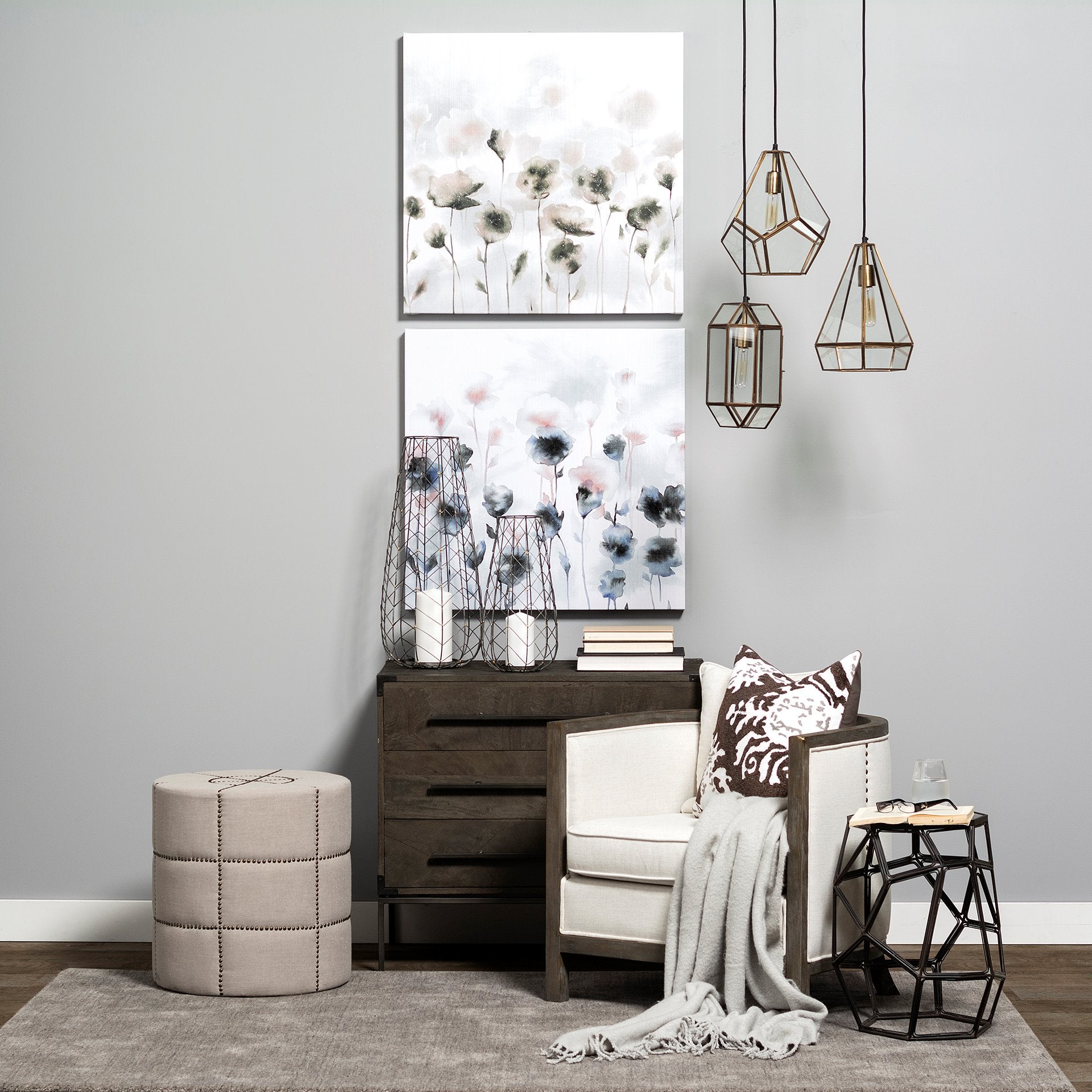 Ward 34L x 18W Brown Wood and Iron 3 Drawer Accent Cabinet - Central Designs