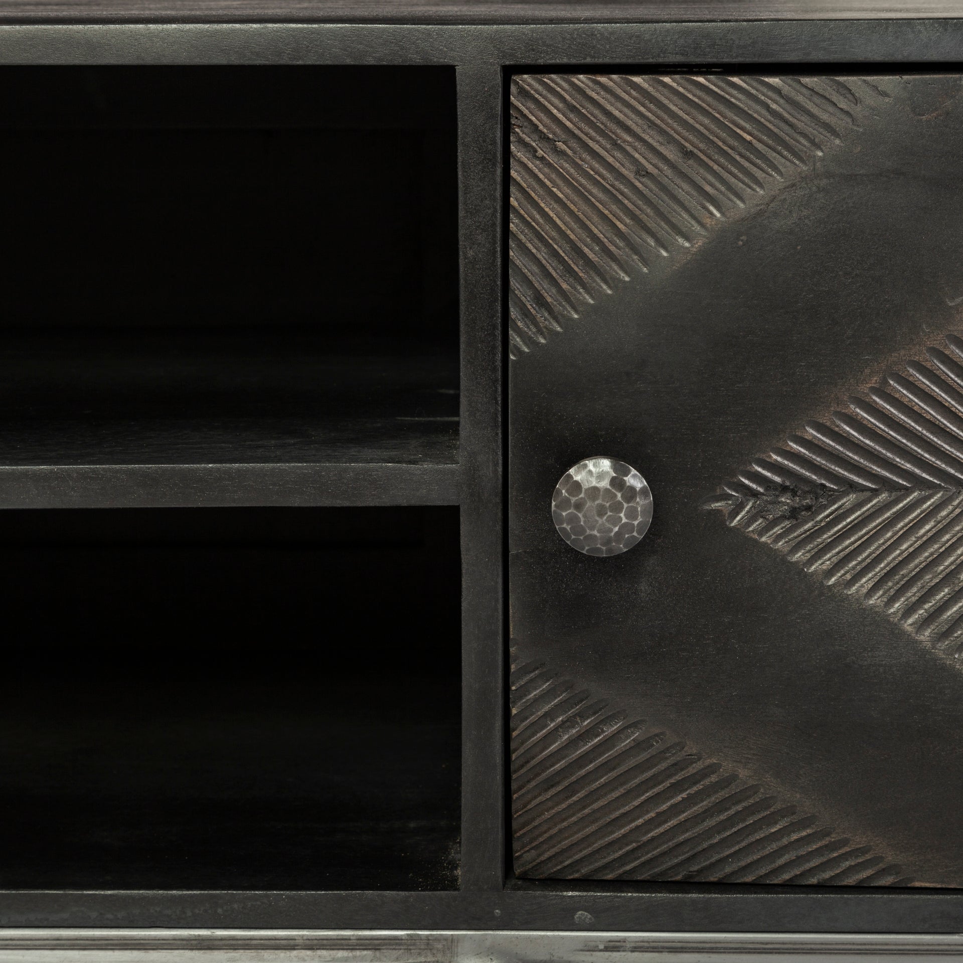 Hogarth I Dark Brown Solid Wood TV Stand Media Console with Storage, TV up to 81" - Central Designs