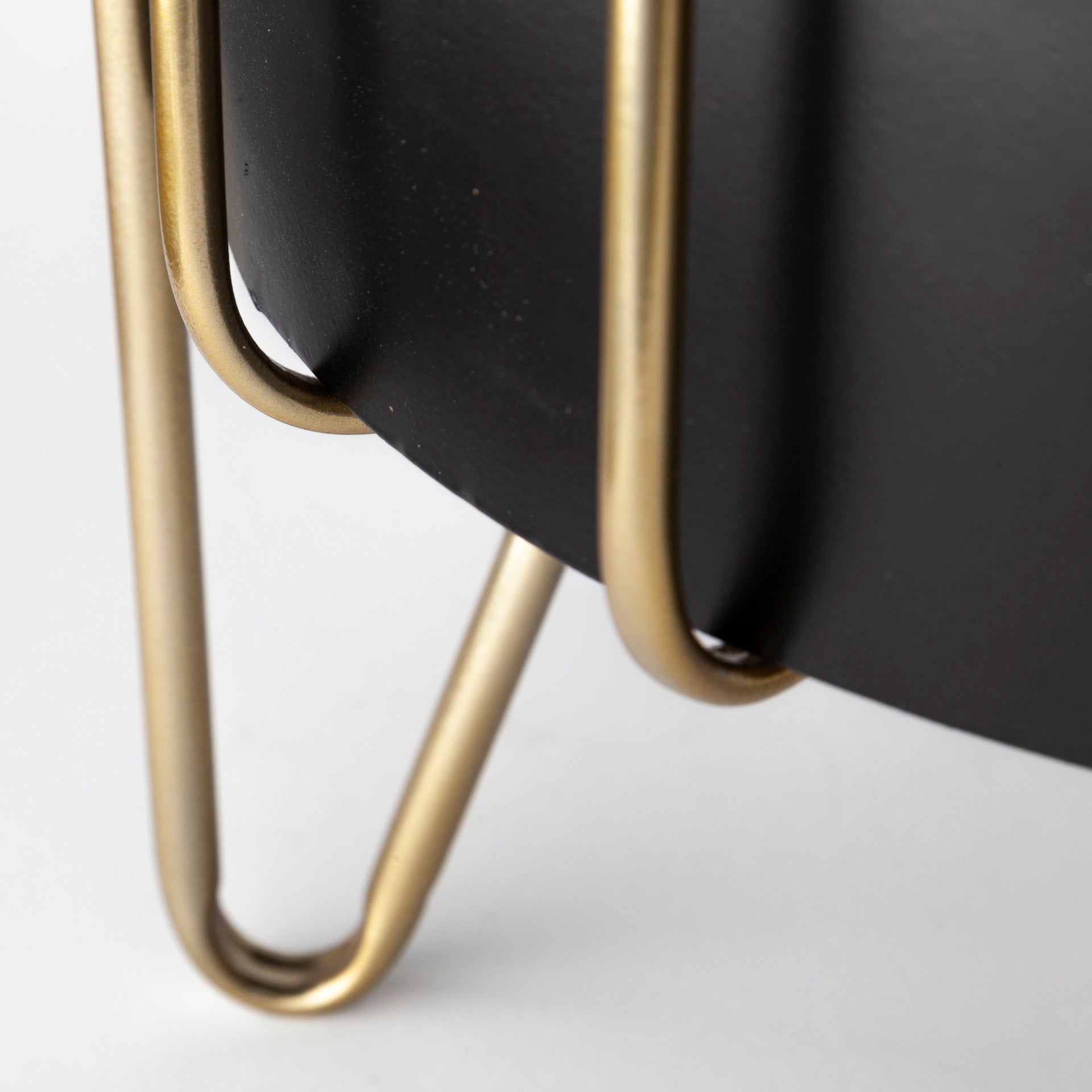 Pianta 13 x 21 Set of Two Black Metal Insert Brass Frame Plant Stands - Central Designs
