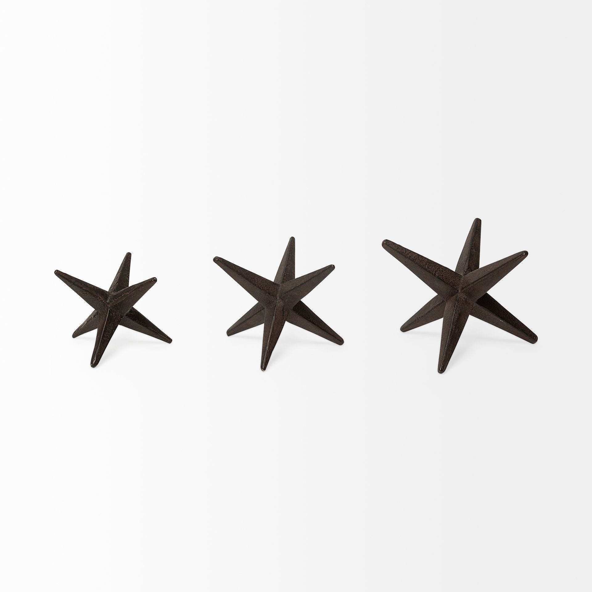 Rhea (Set of 3) Brown Cast Iron Small, Medium & Large Jacks - Central Designs