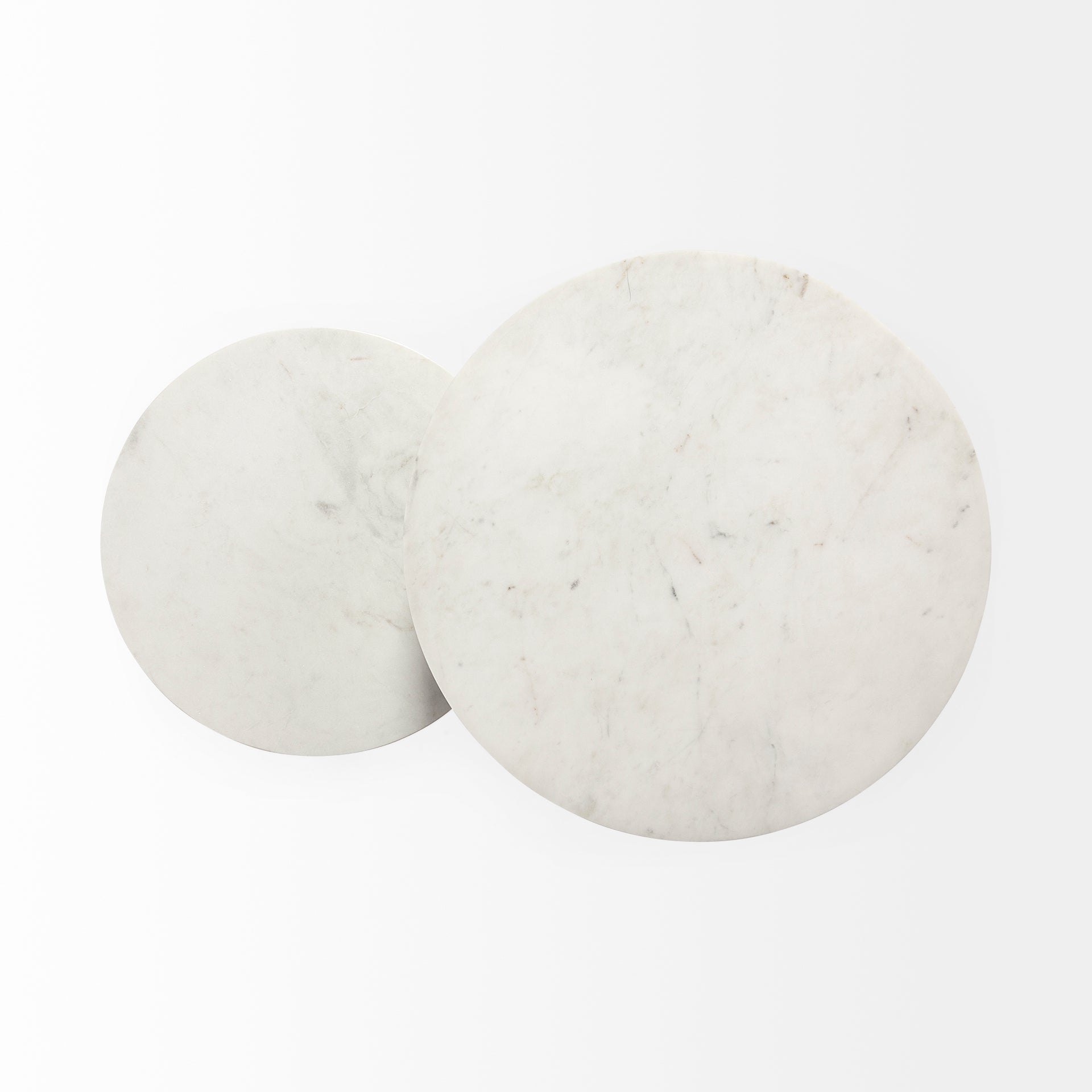 Bombola II (Large) 18L x 18W White Round Marble Top W/Black Metal Frame Accent Table - Central Designs