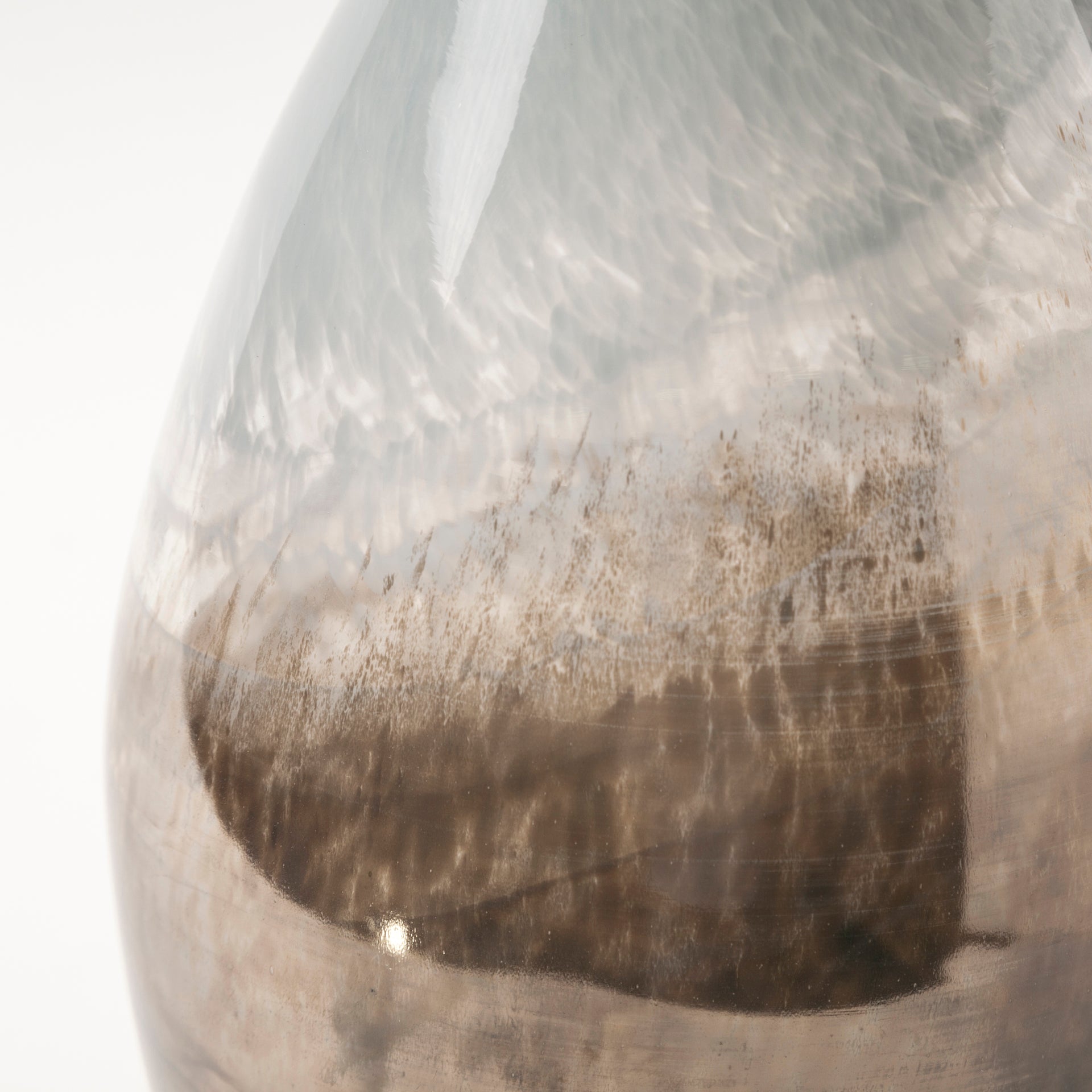 Erie II Tall Two Toned Sky Blue Dark Brown Blown Glass Vase