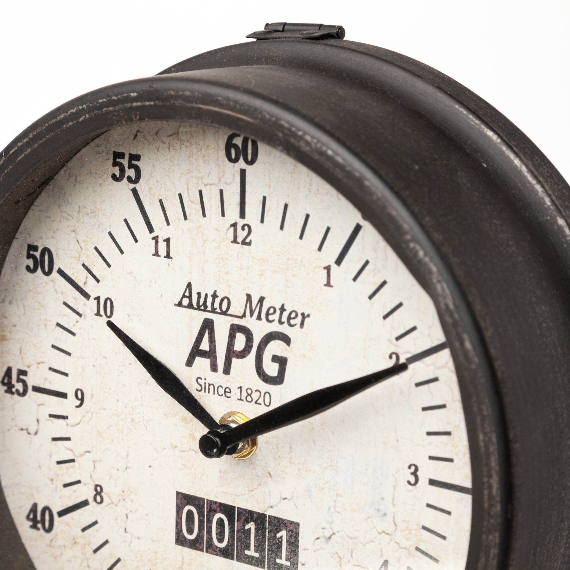 Attalack II Black Metal Round Face Table Clock - Central Designs