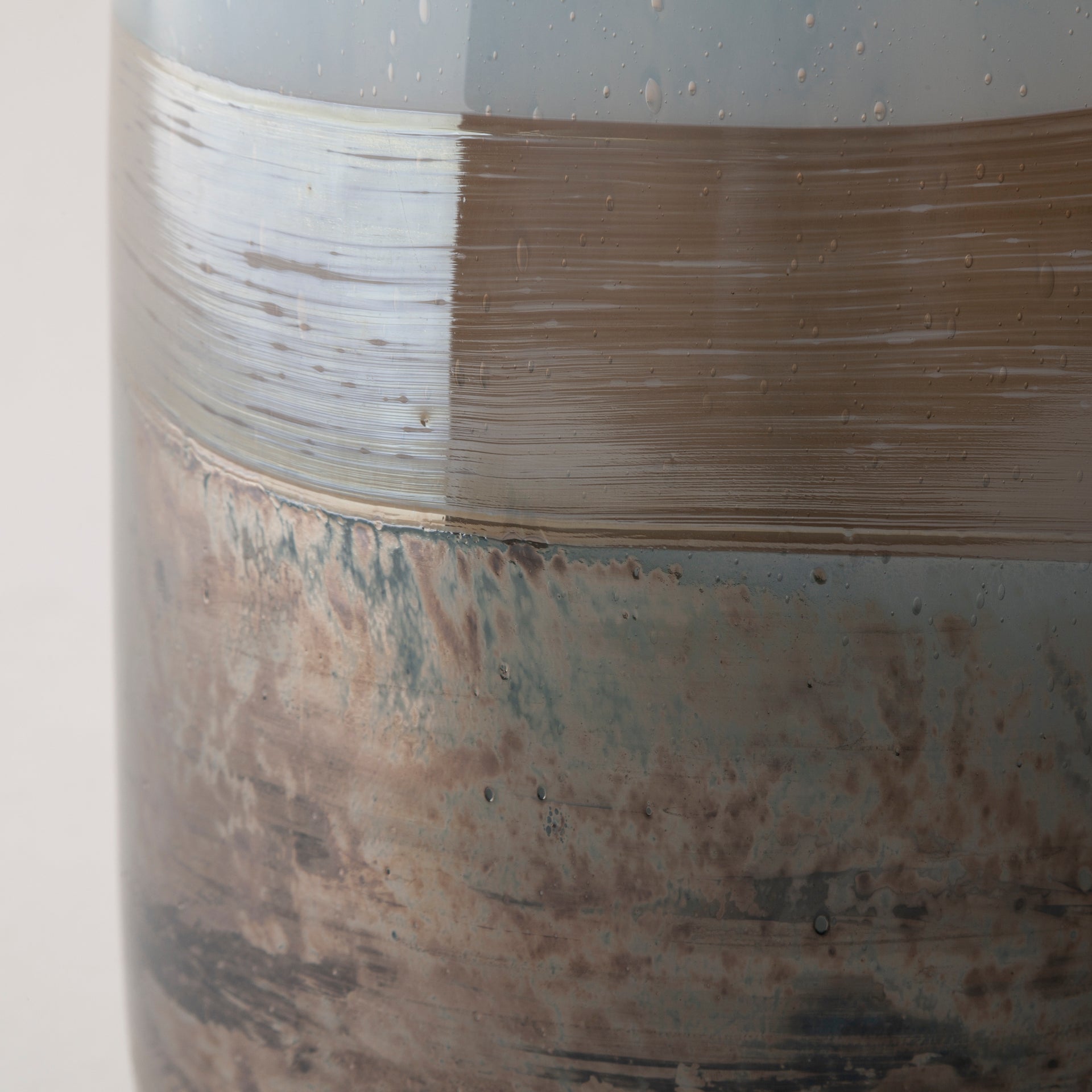 Nasser II Large Blue/Gold/Chrome Urn Style Glass Vase - Central Designs