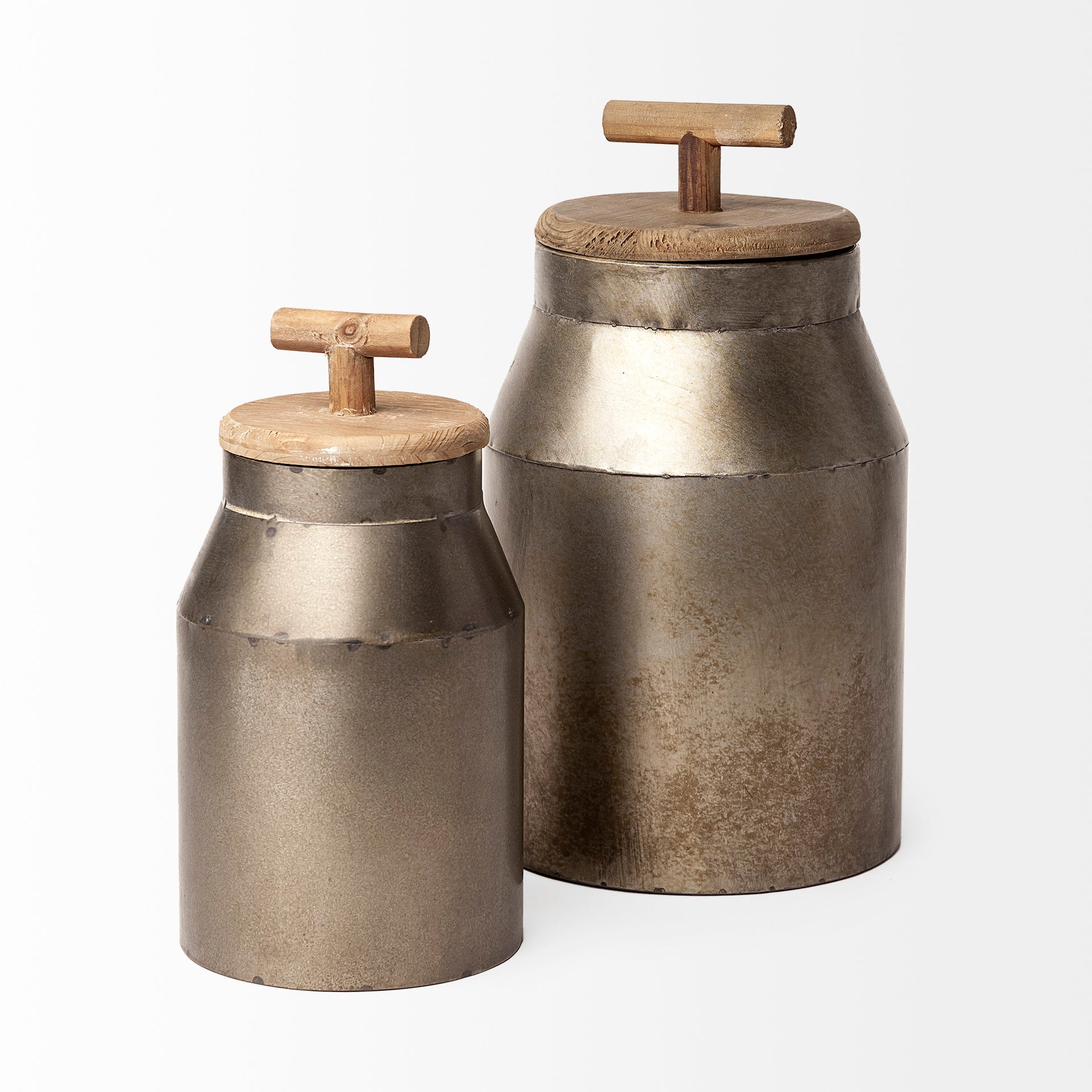 Oliphant II Large Gray Metal Decorative Milk Container