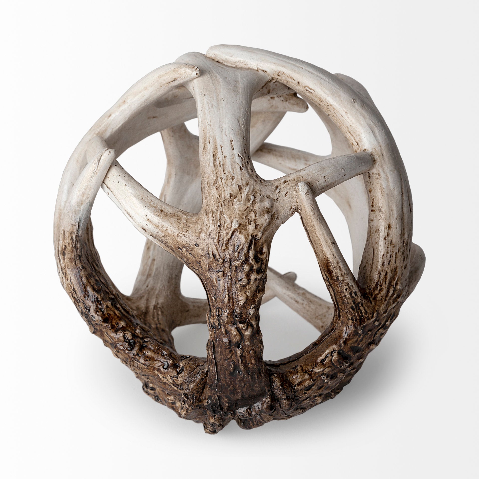 Ramus I (Small) 5L x 5W Brown Antler Shaped Decorative Resin Orb Ball - Central Designs