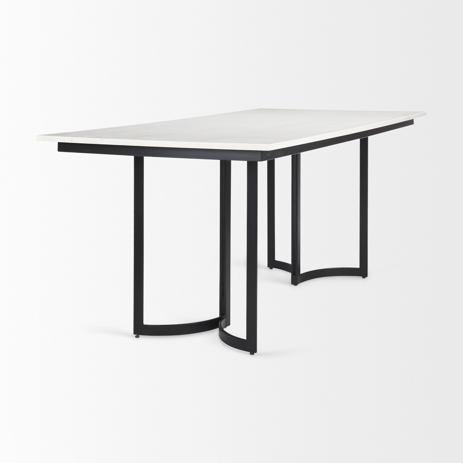 Tanner I 71L x 35W Rectangular White Marble W/ Metal Base Dining Table - Central Designs