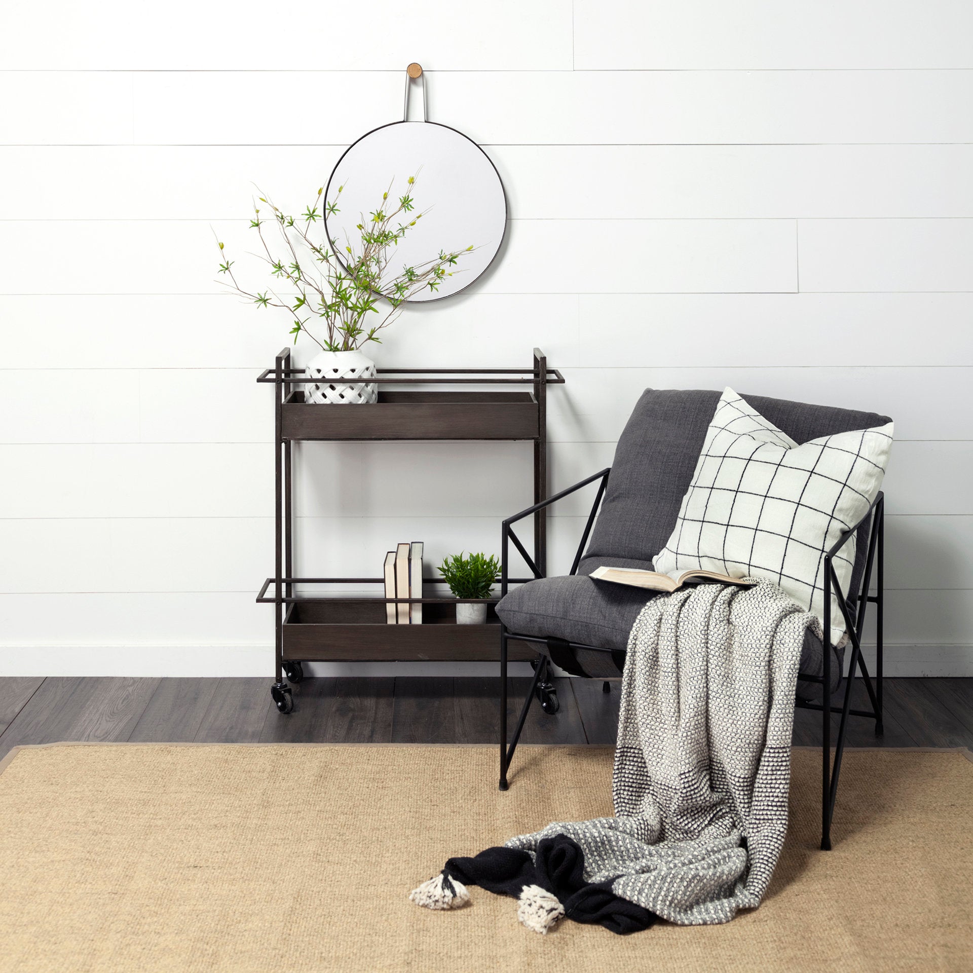 Collie 20x26 Round Black Metal Frame Mirror - Central Designs