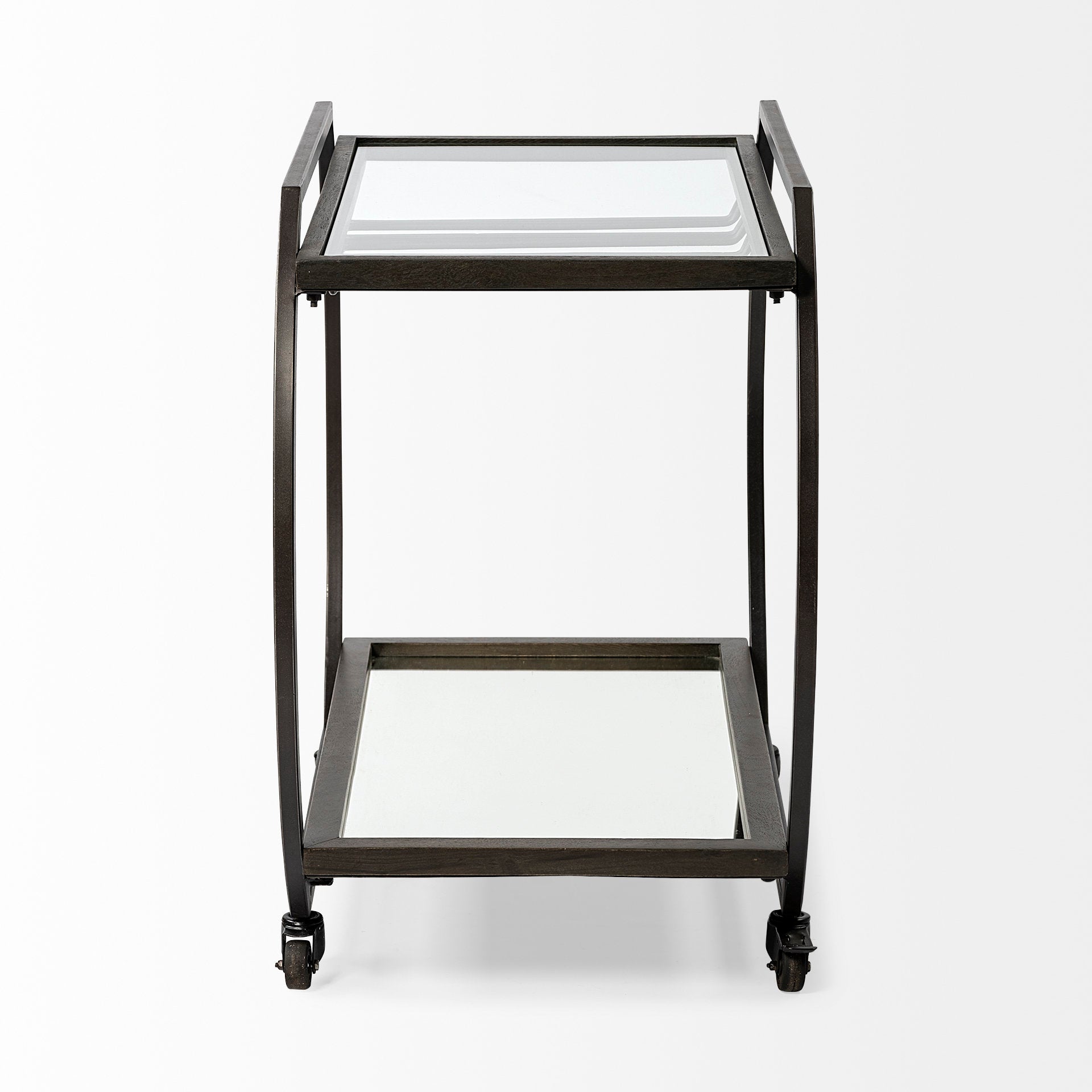 Chriselle Black Metal And Glass Two Tier Bar Cart - Central Designs