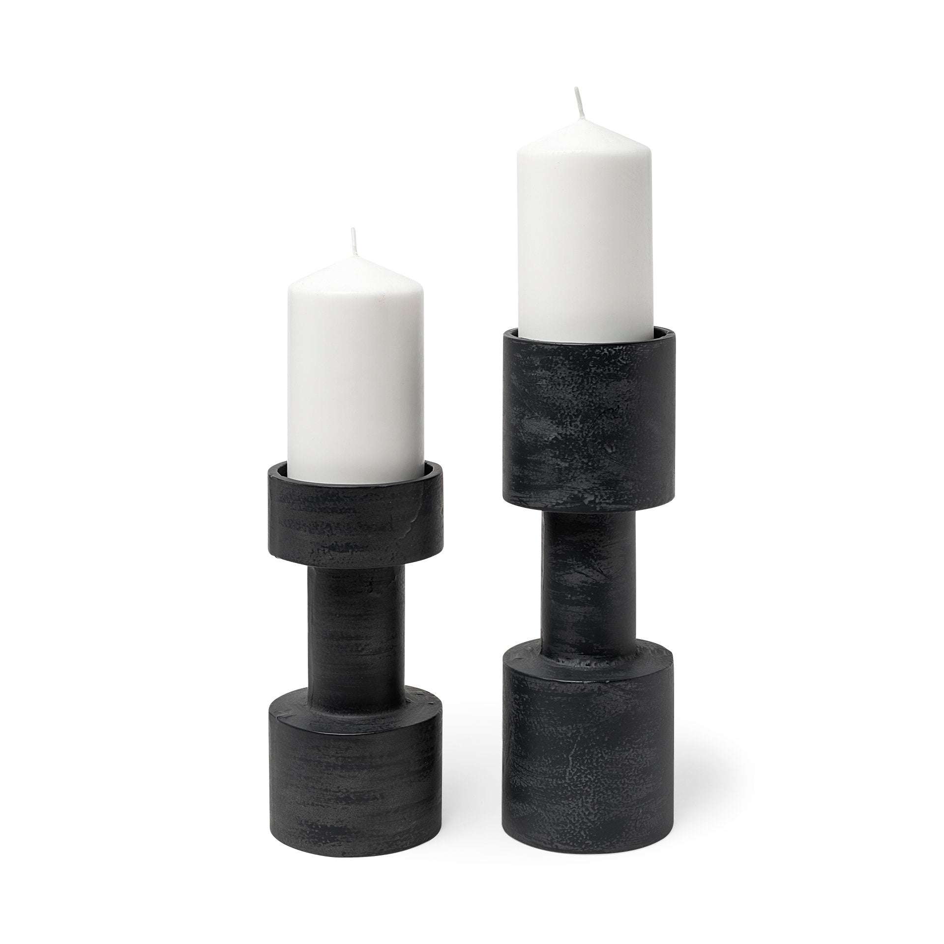 Bolton I 3.9L x 3.9W x 10.6H Black Metal Table Candle Holders - Central Designs