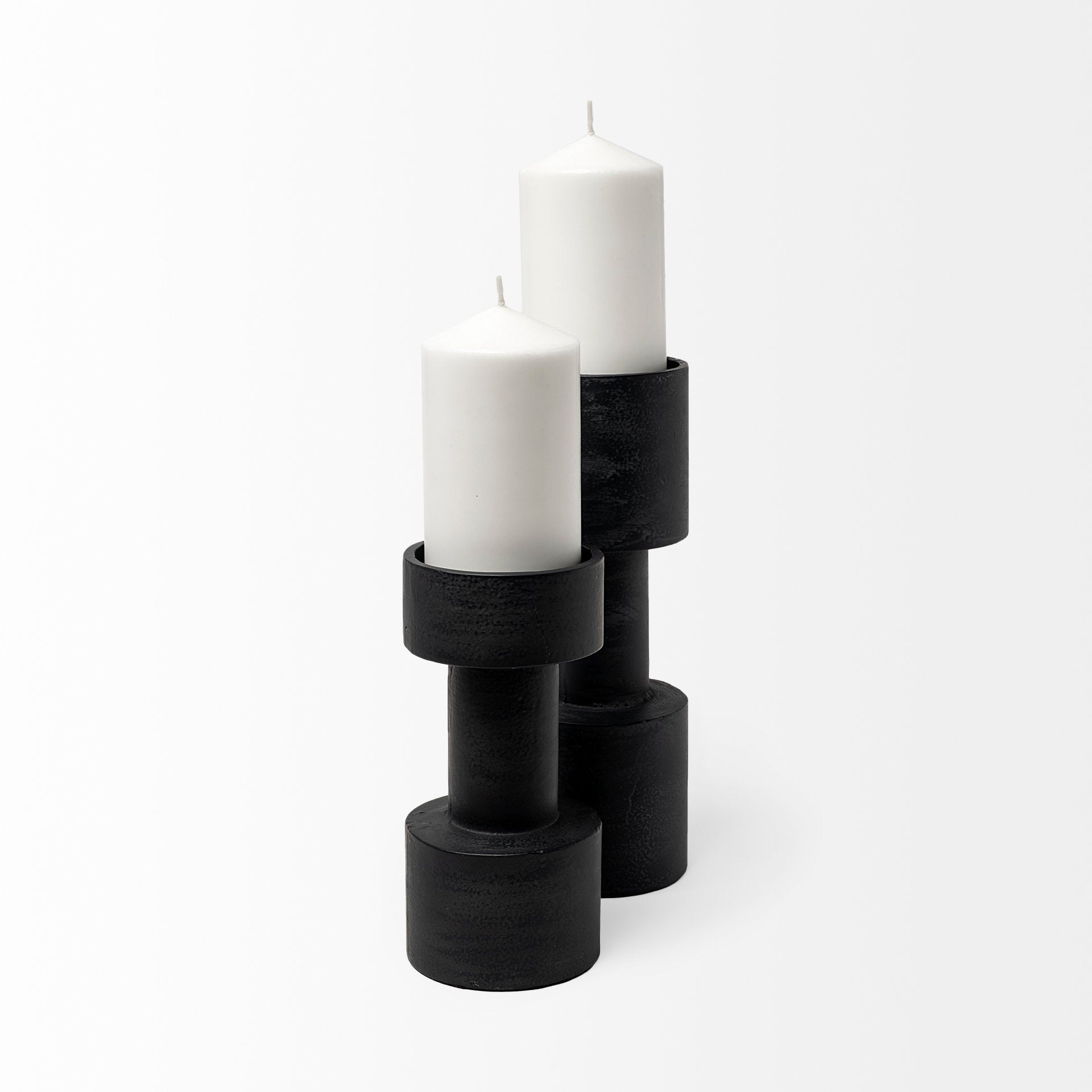 Bolton I 3.9L x 3.9W x 10.6H Black Metal Table Candle Holders - Central Designs