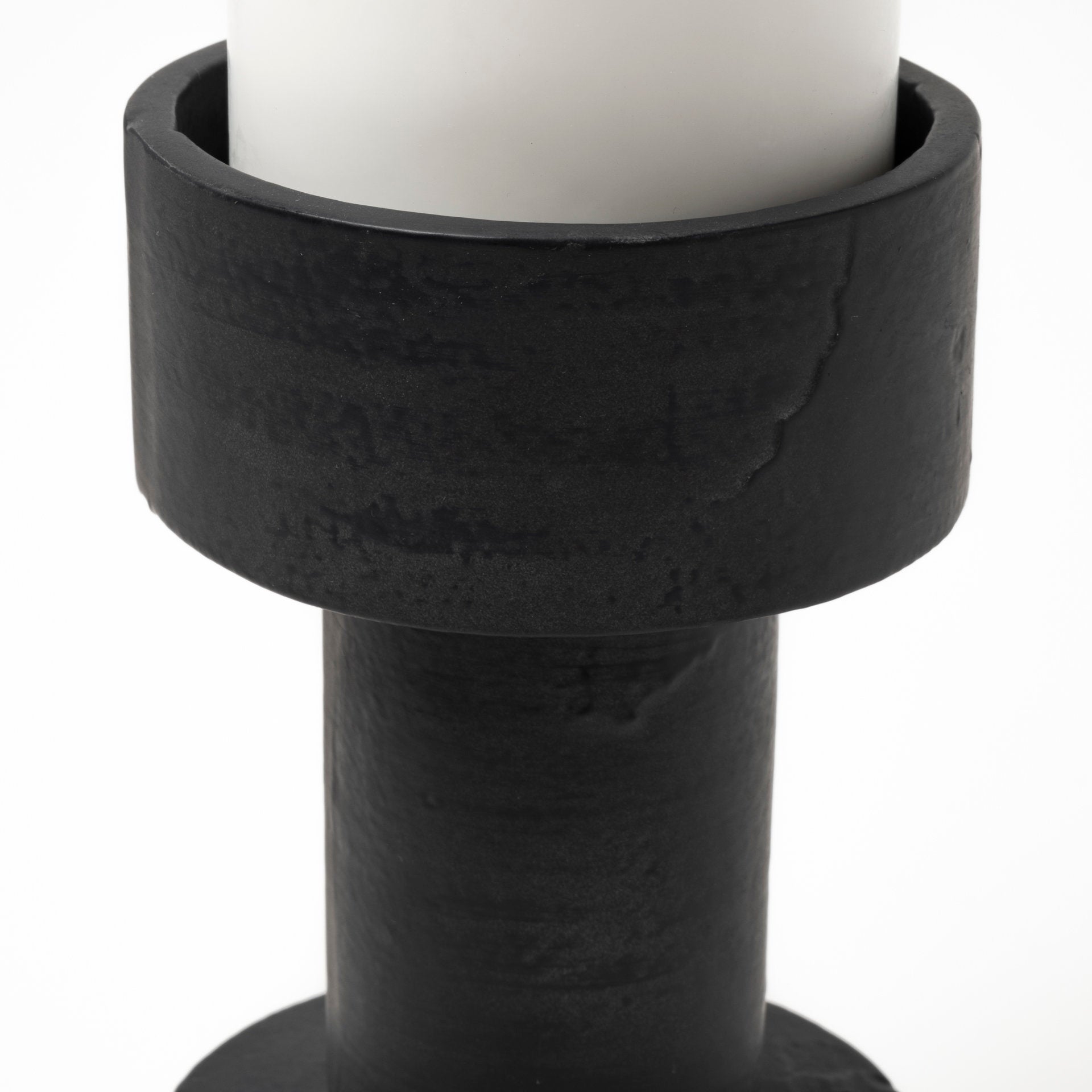 Bolton I 3.9L x 3.9W x 10.6H Black Metal Table Candle Holders - Central Designs