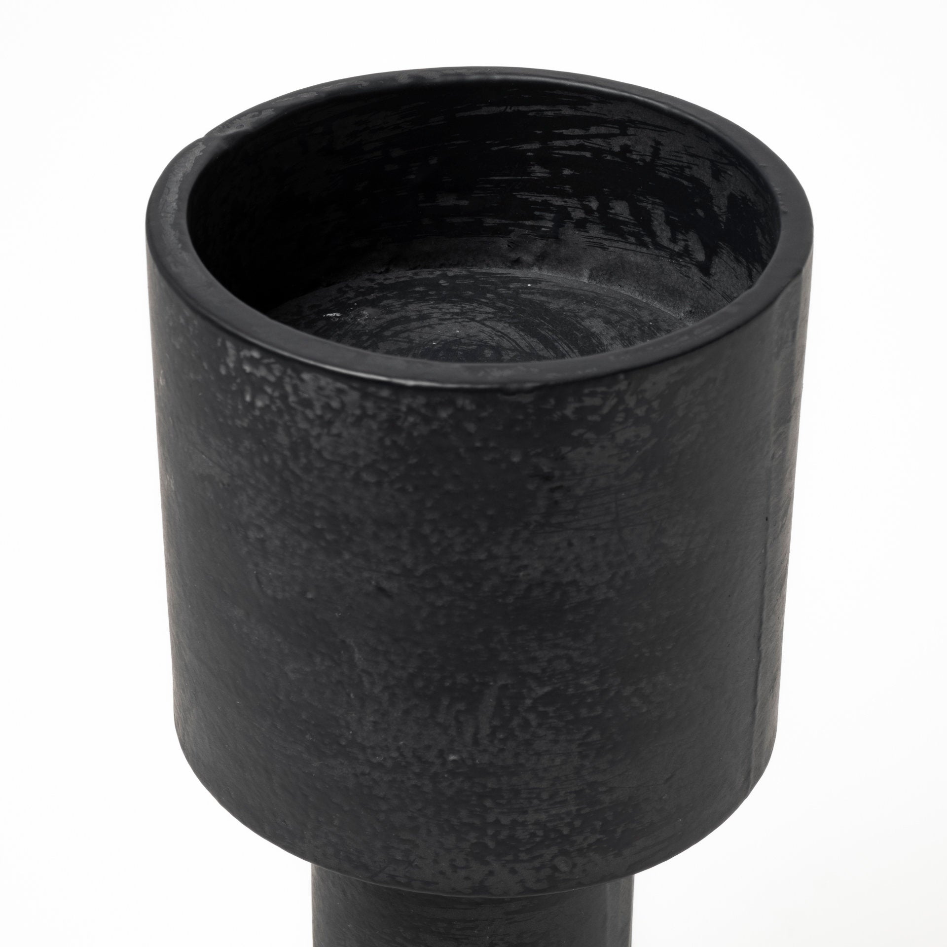 Bolton I 3.9L x 3.9W x 10.6H Black Metal Table Candle Holders - Central Designs