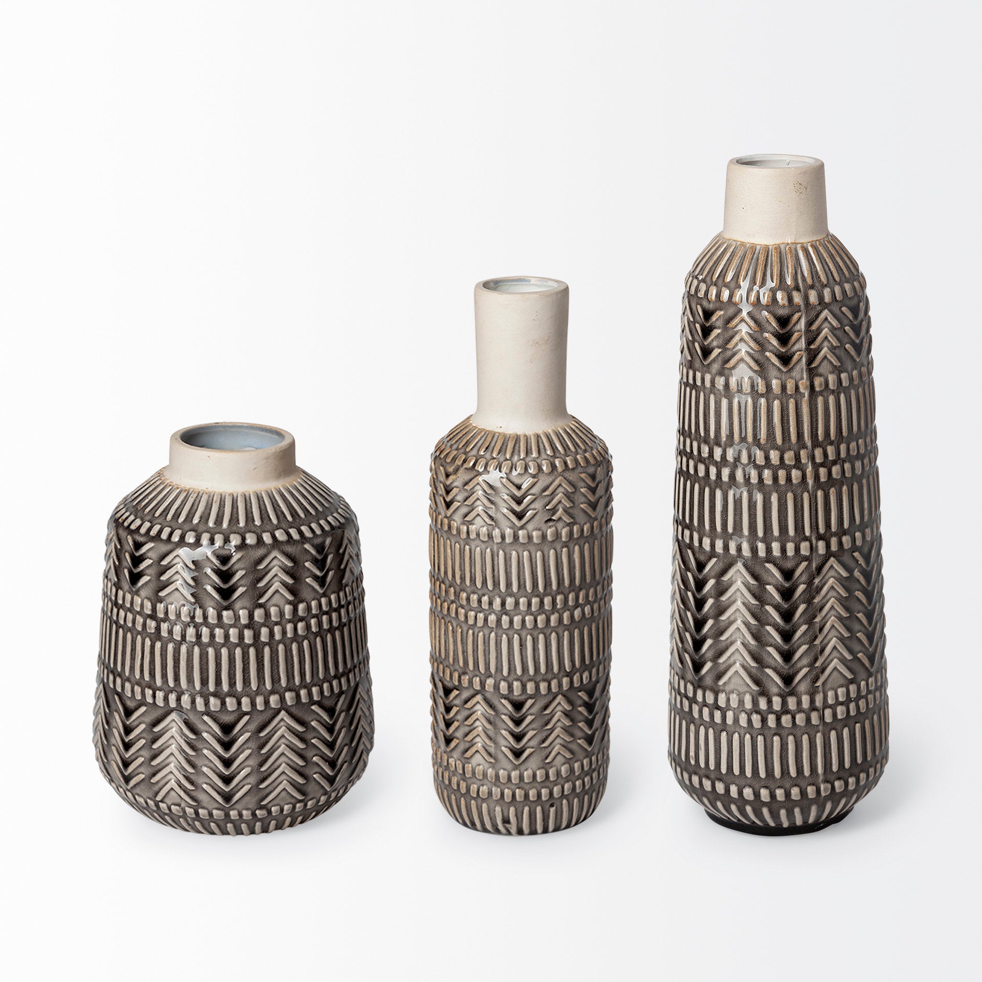 Riker I Small Dark Gray Cream Ceramic Vase