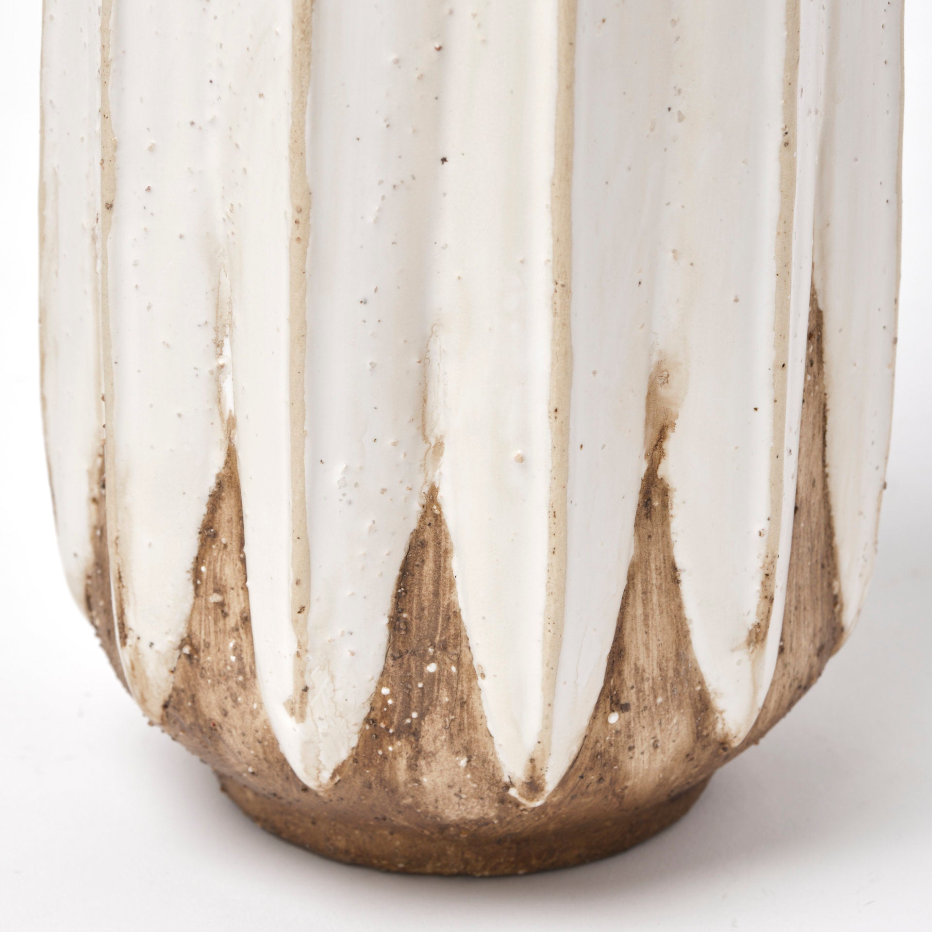 Sisko I Short Rustic Brown White Ceramic Vase - Central Designs
