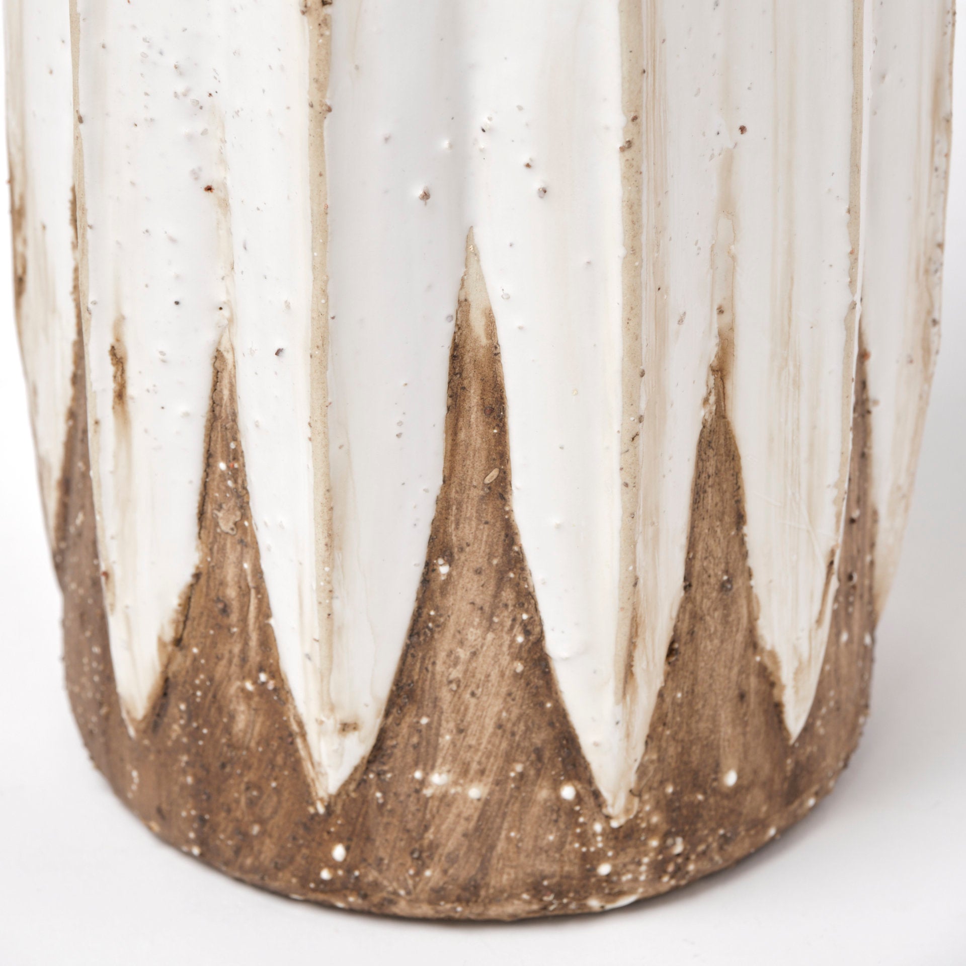 Sisko II Tall Rustic Brown White Ceramic Vase - Central Designs
