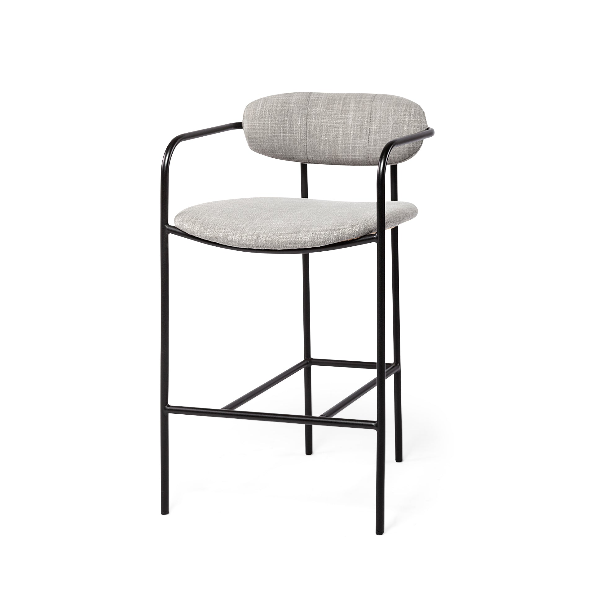 Parker Gray Fabric Seat Black Metal Counter Stool - Central Designs