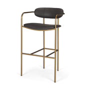 Parker Brown Faux Leather Seat Gold Metal Bar Stool - Central Designs