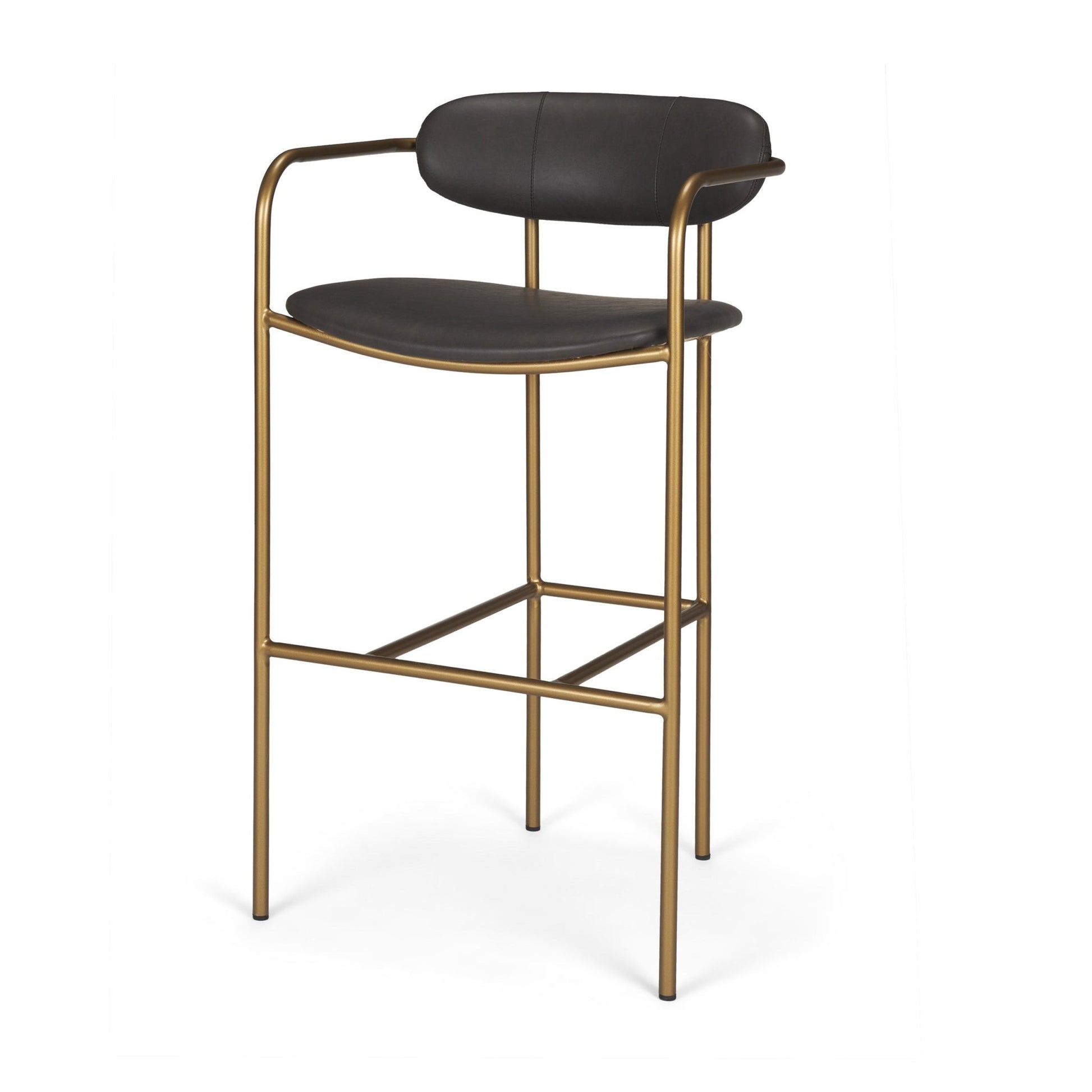 Parker Brown Faux Leather Seat Gold Metal Bar Stool - Central Designs