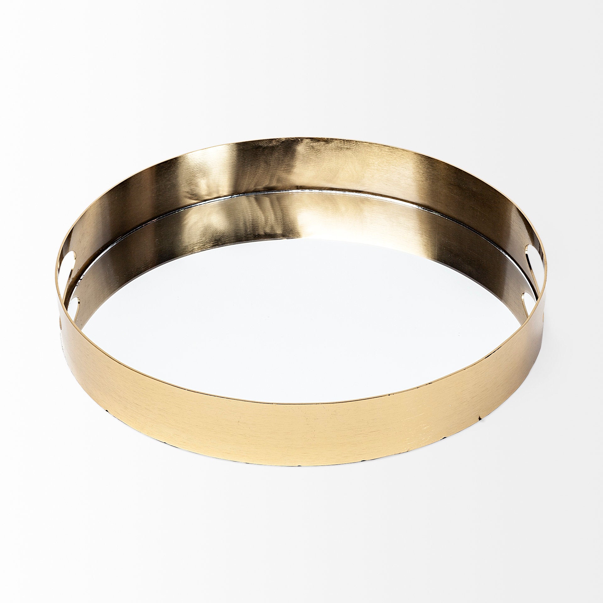 Serkis 15L x 15W Gold Metal Mirrored Base Round Tray
