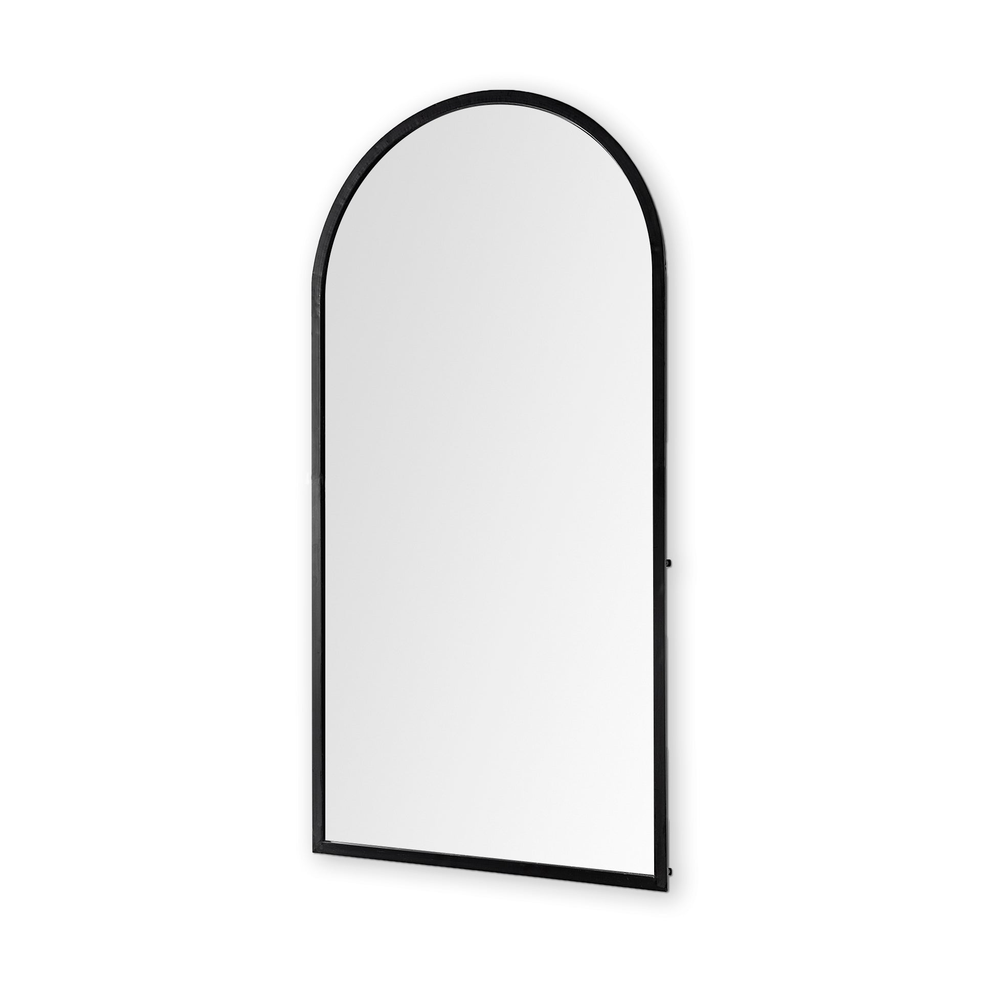 Giovanna 23.6L x 1.2W x 48.8H Black Metal Frame Rounded Arch Vanity Mirror - Central Designs