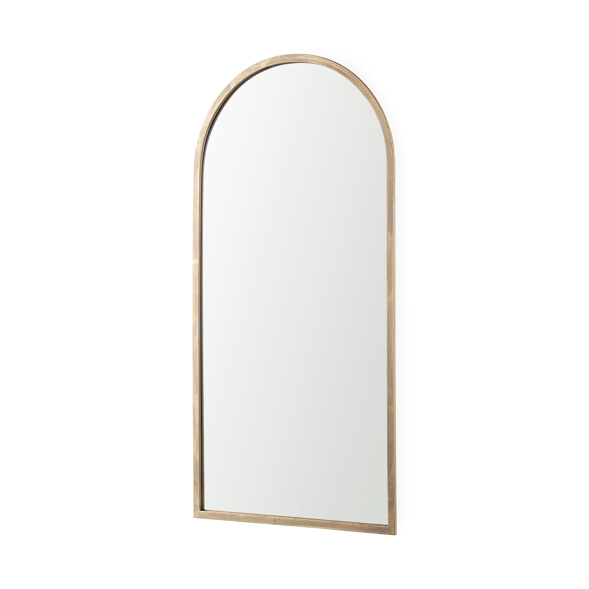 Giovanna 23.6L x 1.2W x 48.8H Gold Metal Frame Rounded Arch Vanity Mirror - Central Designs