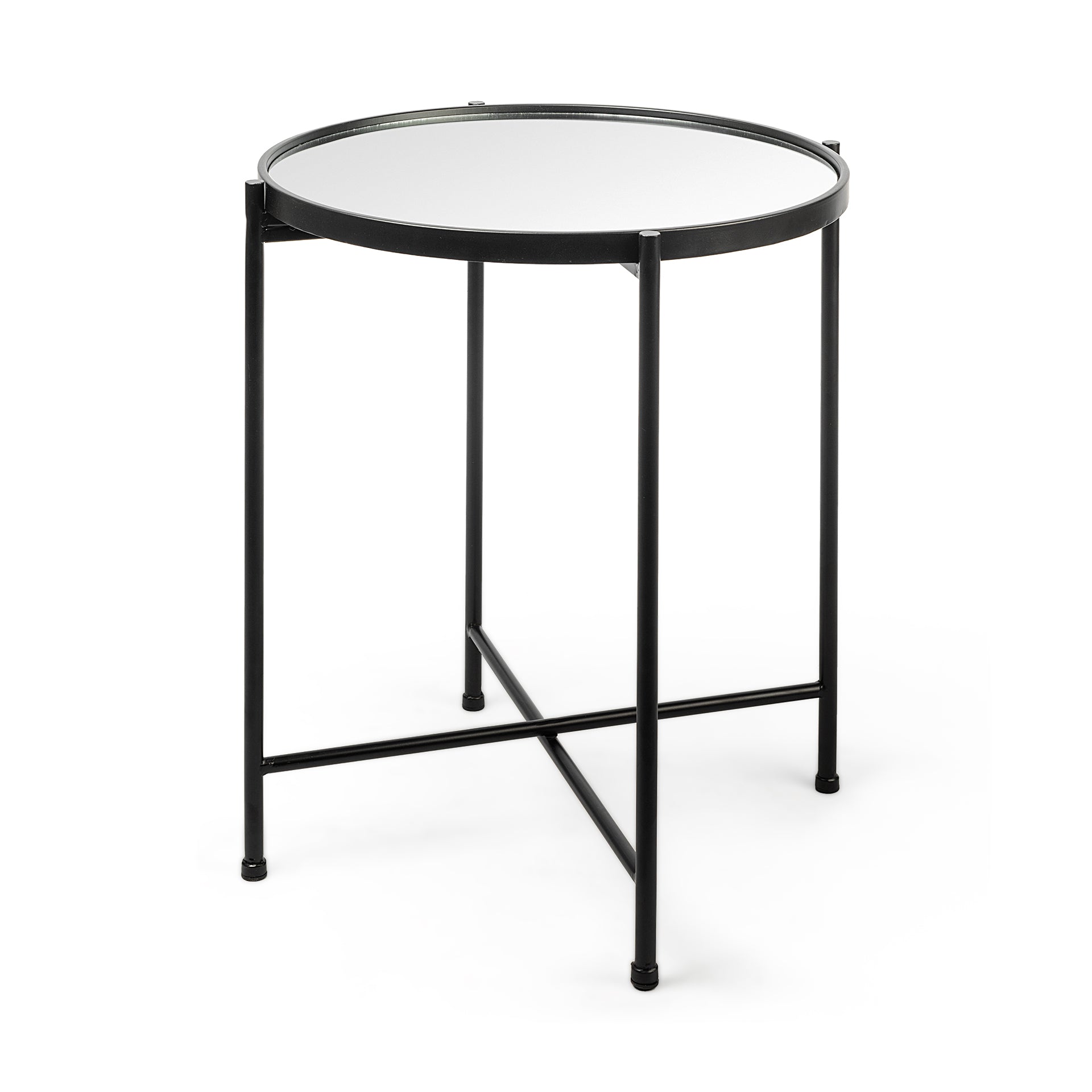 Samantha (Small) Black Mirror Top Accent Table - Central Designs