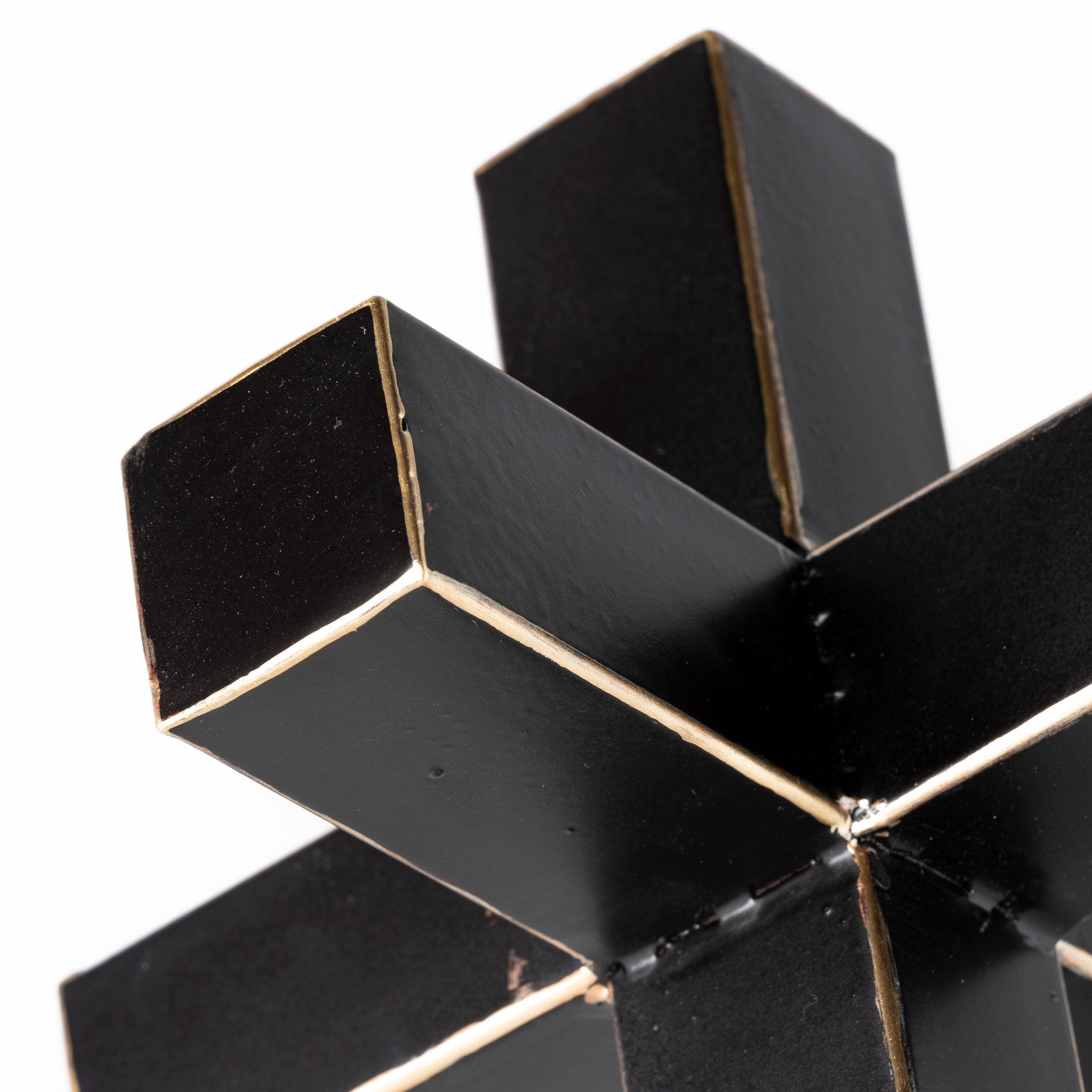 Abel (Small) 8L x 7W Black Metal Jack W/ Gold Accents - Central Designs