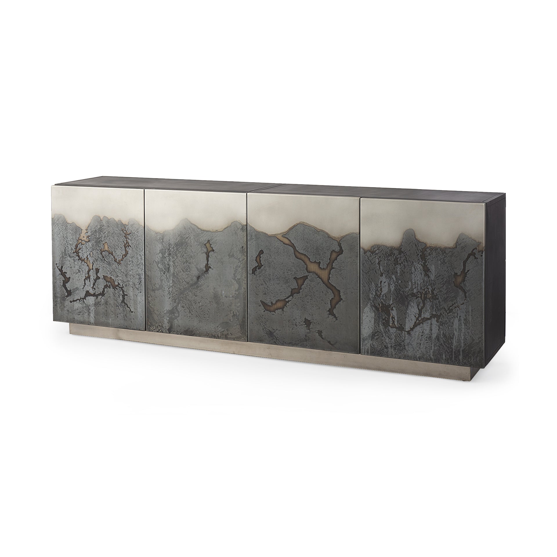 Roxdale 82.0L x 18.0W x 29.0H Acid Wash Metal Sideboard - Central Designs