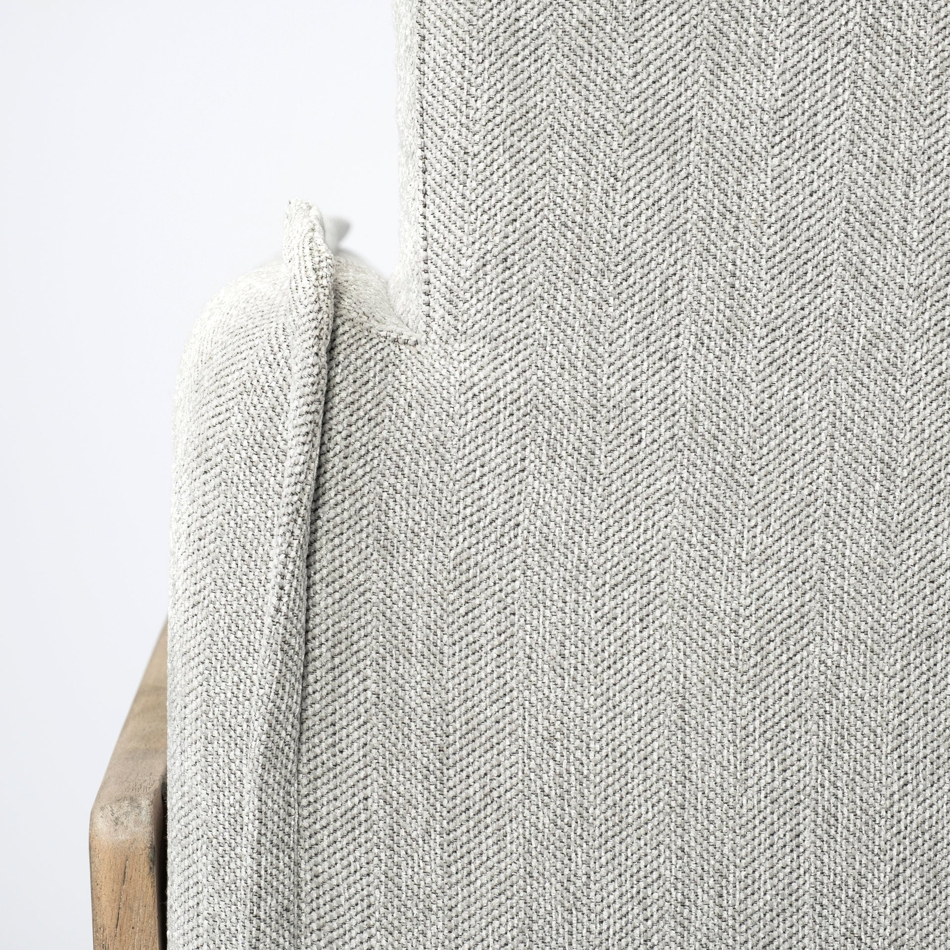 Roy II Frost Gray Upholstered and Brown Wood Frame Arm Chair - Central Designs