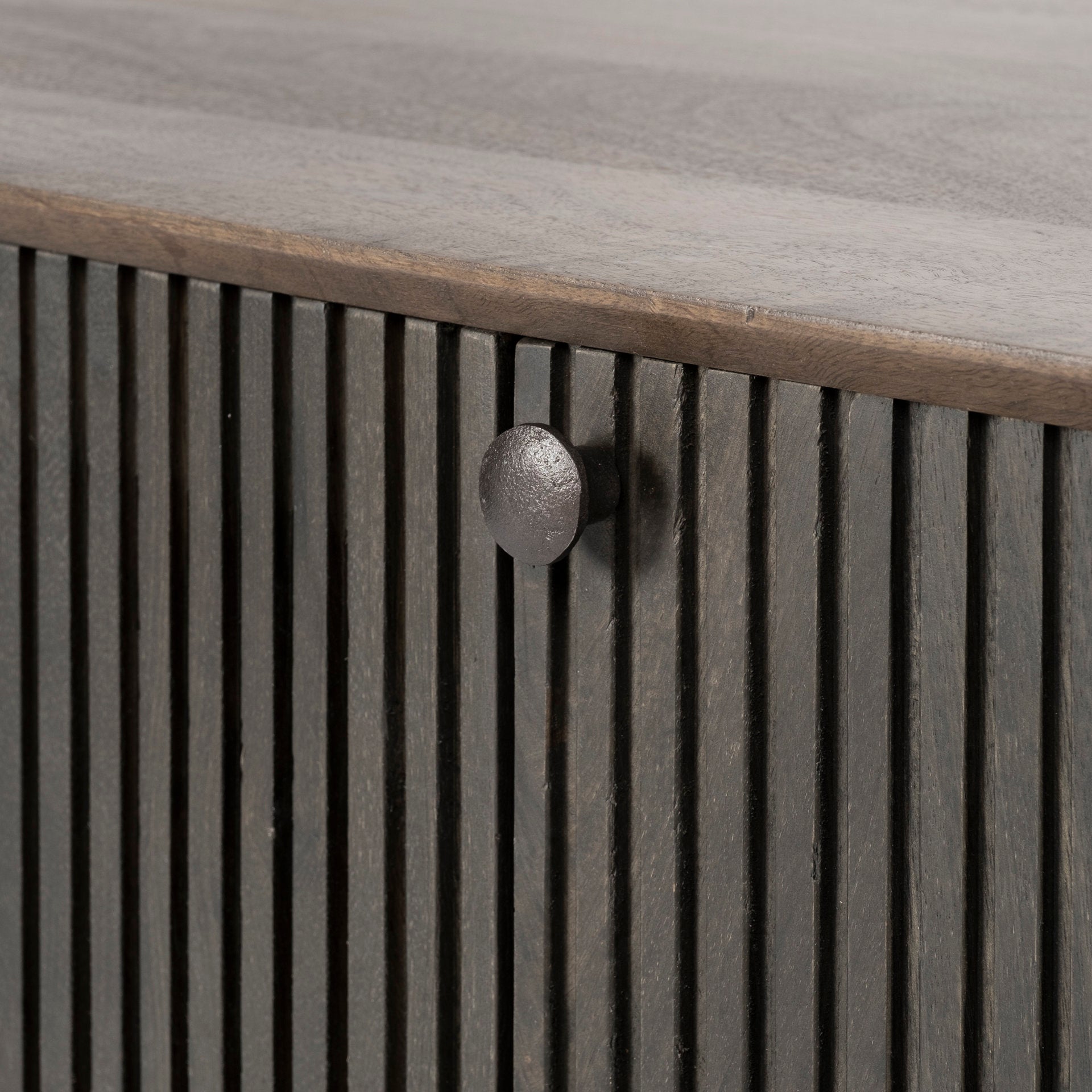 Grace I Two - Toned Brown Solid Wood TV Stand Media Console with Slated Doors, TV up to 82" - Central Designs