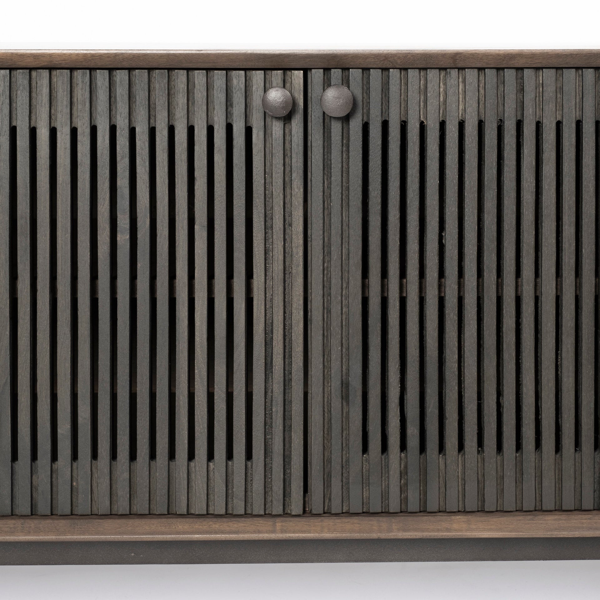 Grace I Two - Toned Brown Solid Wood TV Stand Media Console with Slated Doors, TV up to 82" - Central Designs