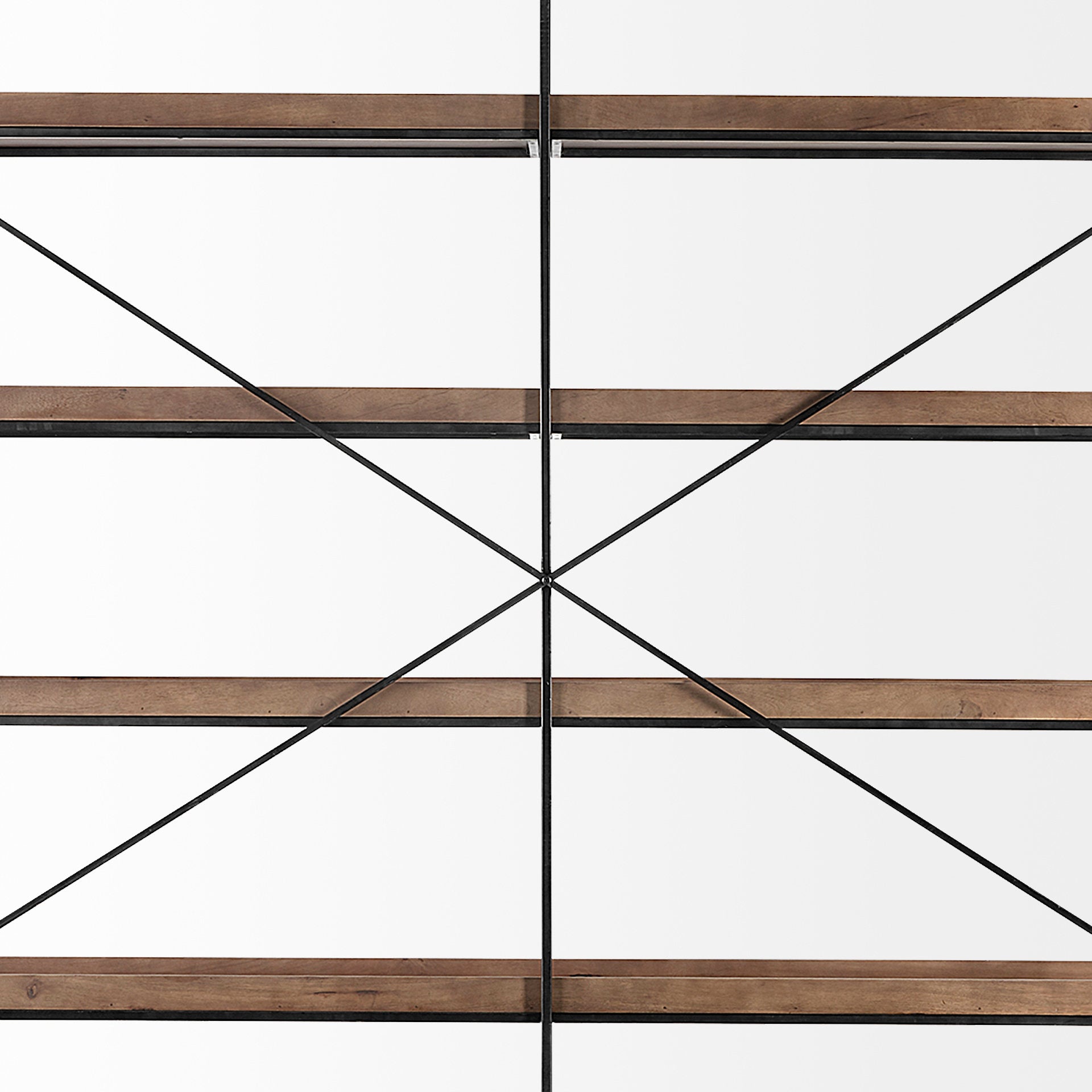 Trey IV 80L x 16W x 87.5H Medium Brown Wood and Iron Five Tray Shelf Shelving Unit - Central Designs