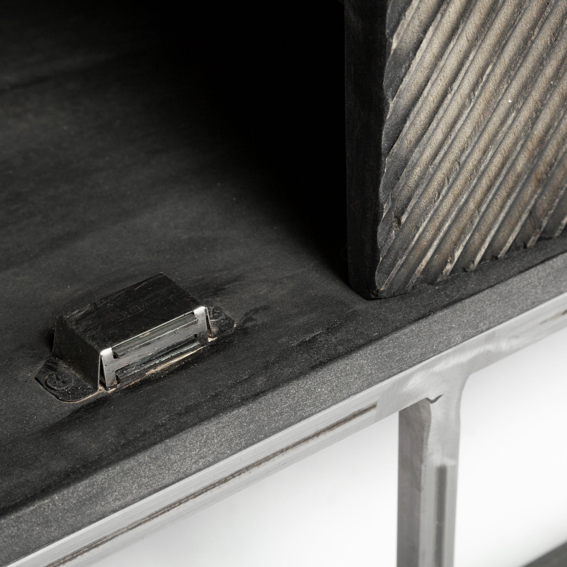 Hogarth I 72x15 Two - Tone Brown Solid Wood Base Silver Frame 4 Cabinet Sideboard - Central Designs