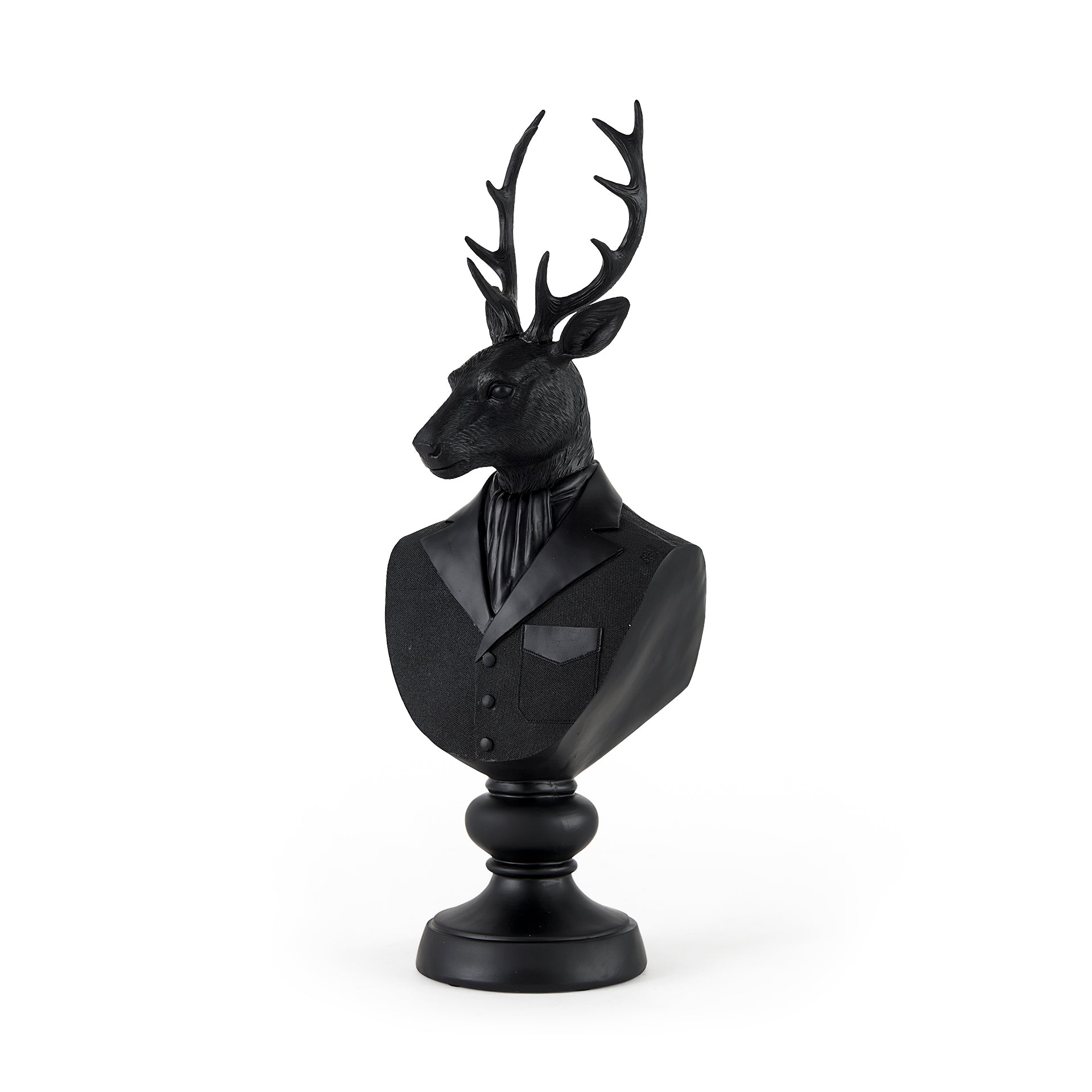 Mozart 8.2L x 6.0W x 22.5H Black Painted Resin Deer Bust - Central Designs