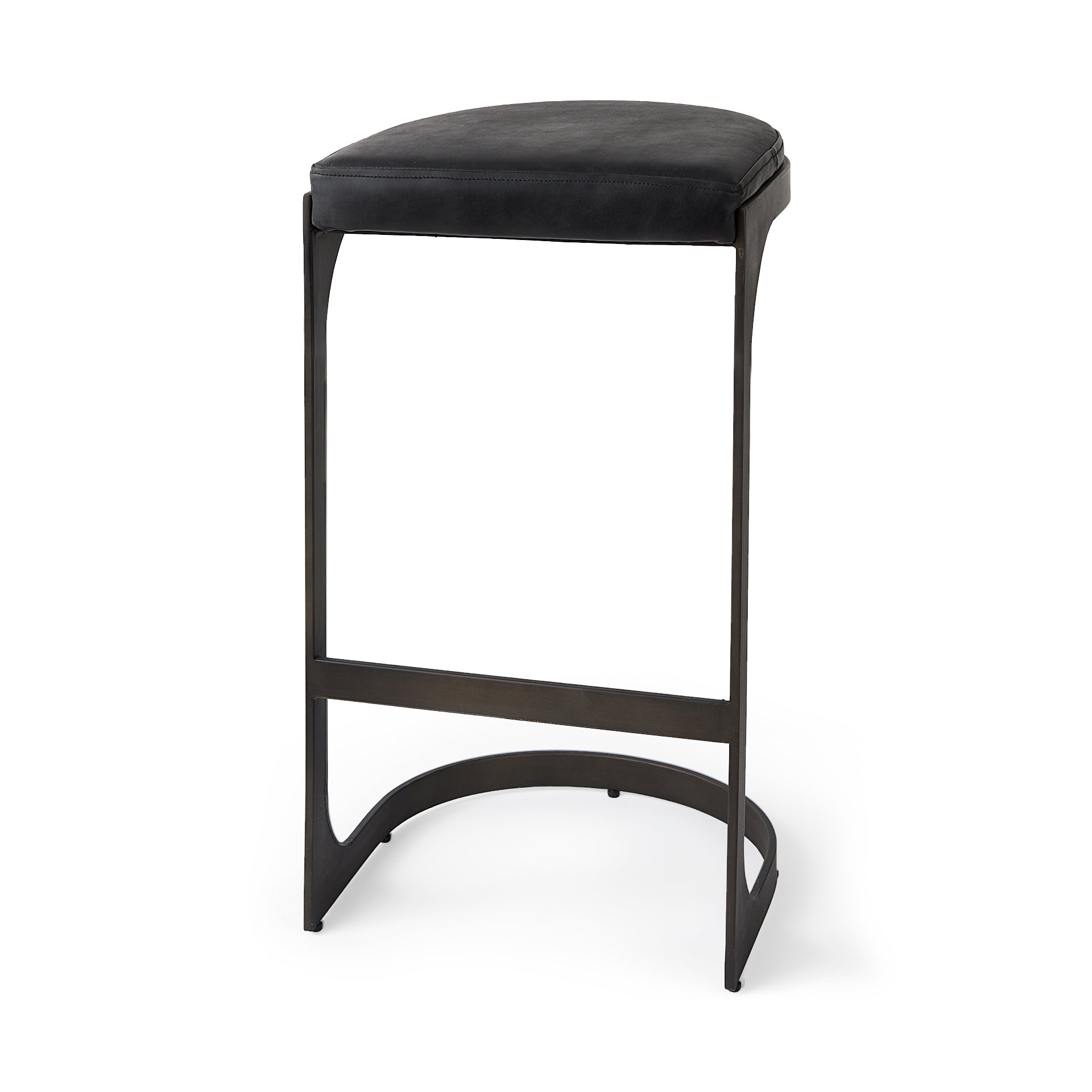 Tyson 17L x 18W x 31H Black Leather W/ Metal Frame Bar Stool - Central Designs