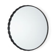Adelaide 29.7"Black Metal Scallop Edge Round Mirror - Central Designs