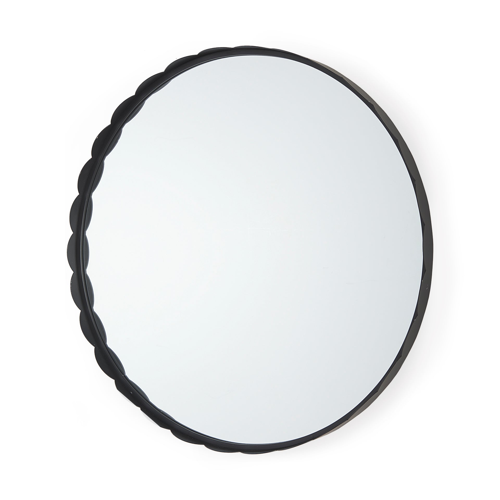 Adelaide 29.7"Black Metal Scallop Edge Round Mirror - Central Designs