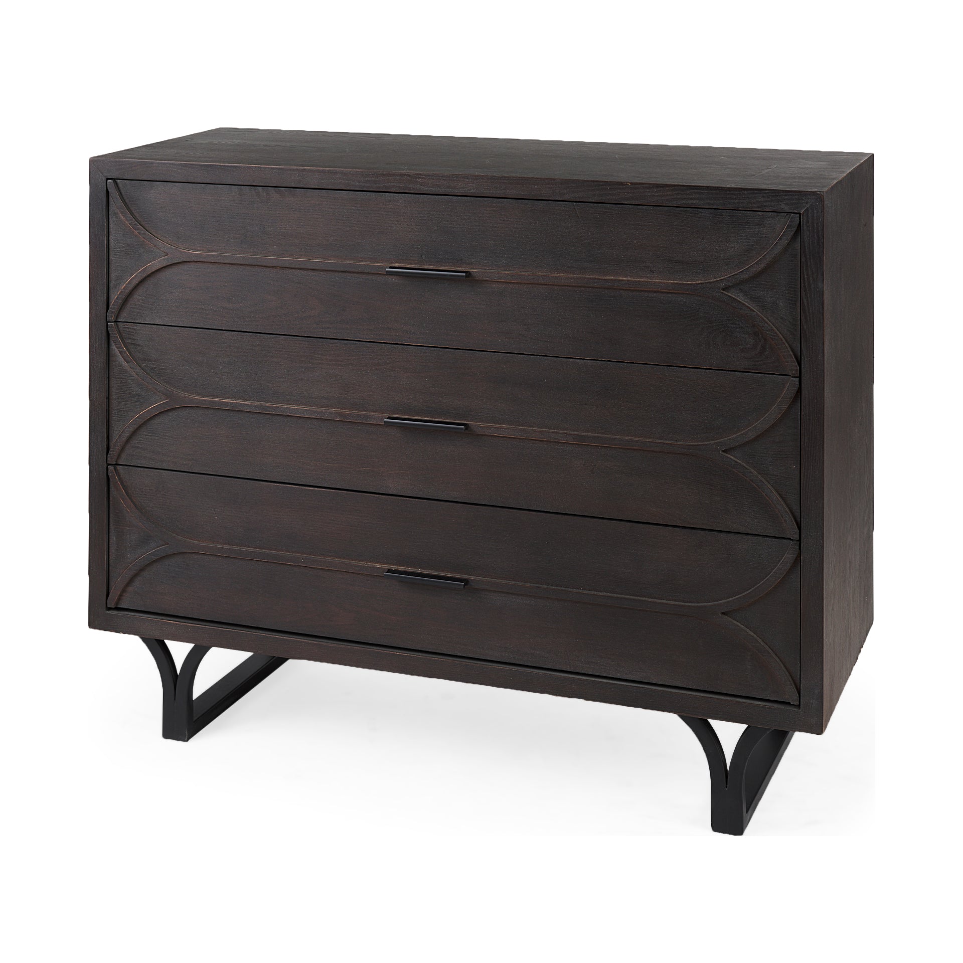 Giselle I 40L x 16W Dark Brown Fir Veneer 3 Drawer Accent Cabinet - Central Designs