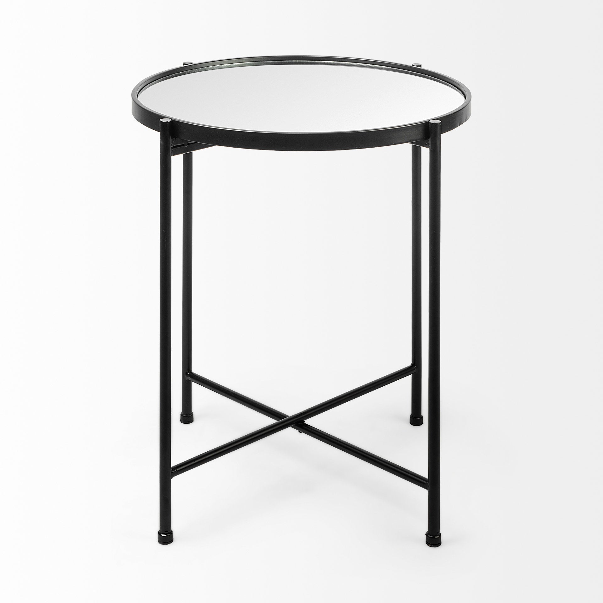 Samantha (Small) Black Mirror Top Accent Table - Central Designs