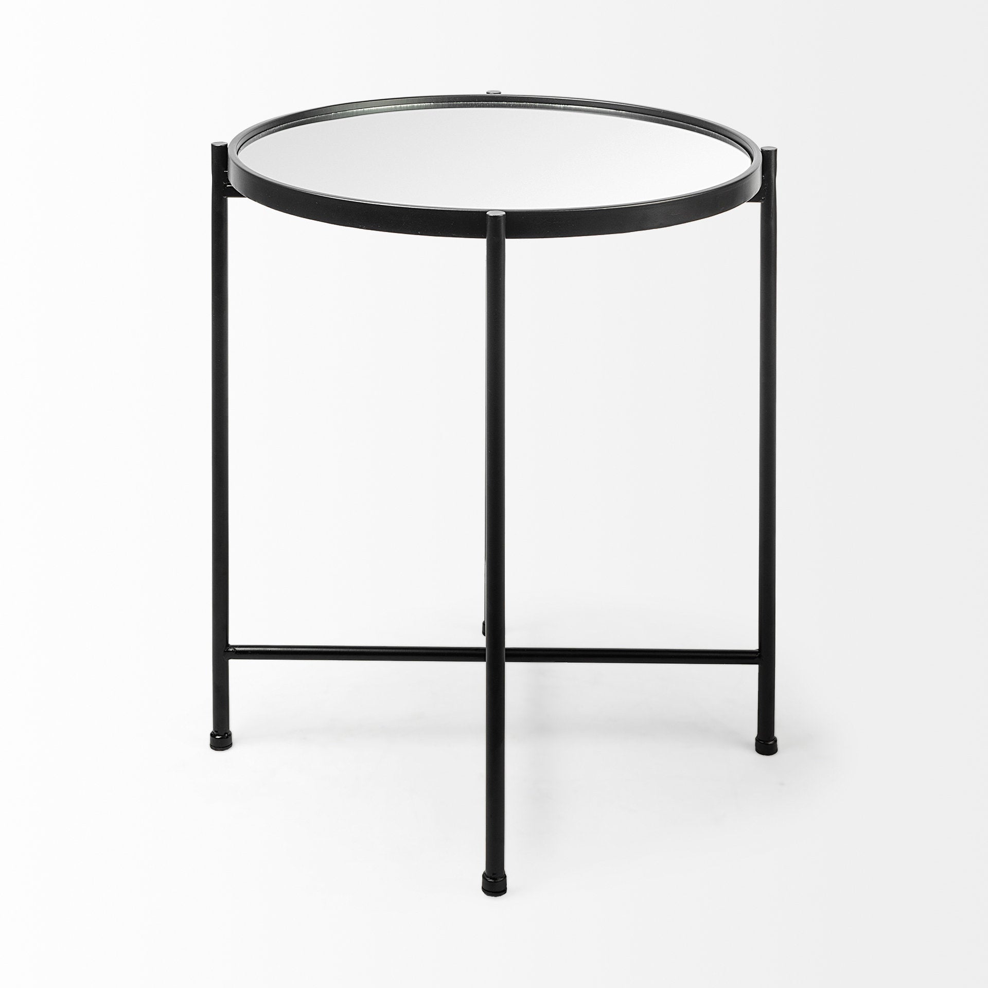 Samantha (Small) Black Mirror Top Accent Table - Central Designs