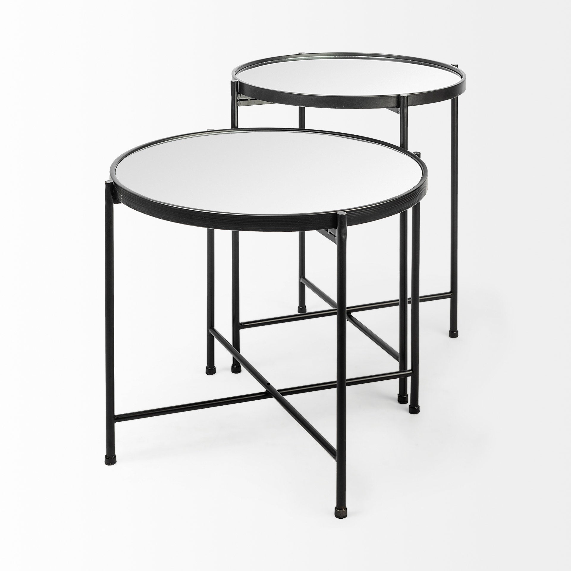 Samantha (Small) Black Mirror Top Accent Table - Central Designs