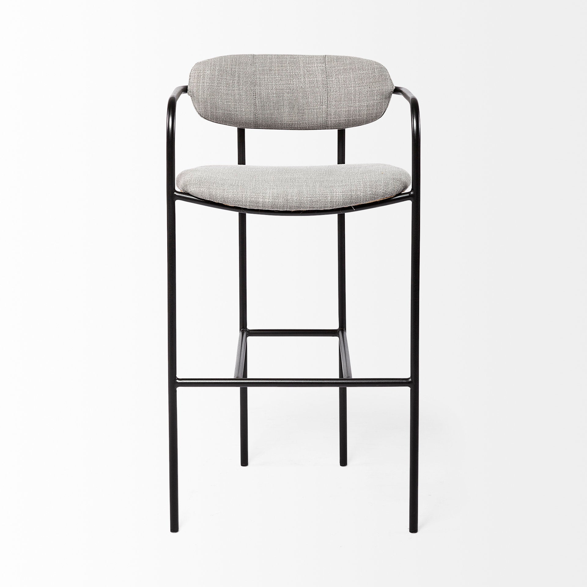Parker Gray Fabric Seat Black Metal Bar Stool - Central Designs