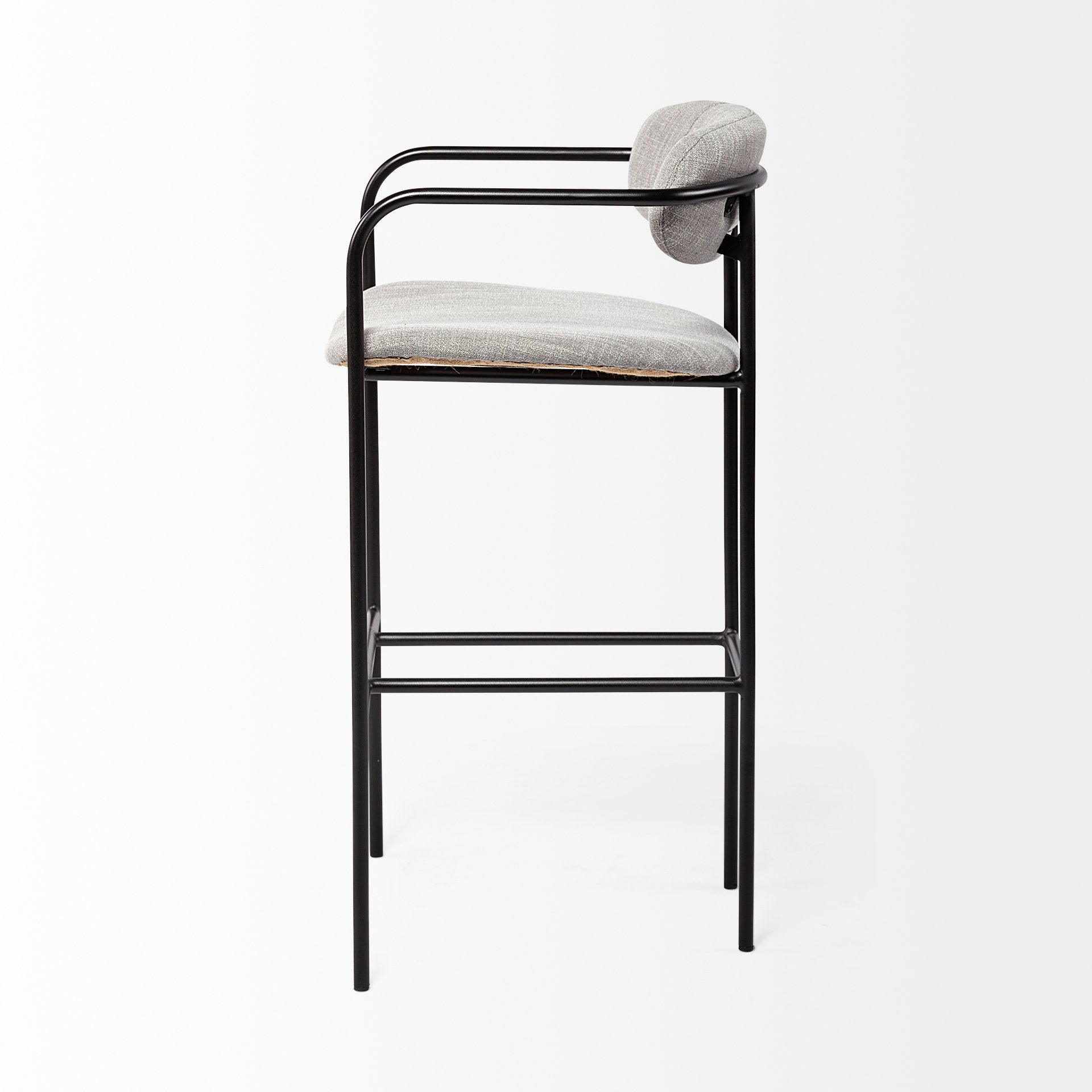 Parker Gray Fabric Seat Black Metal Bar Stool