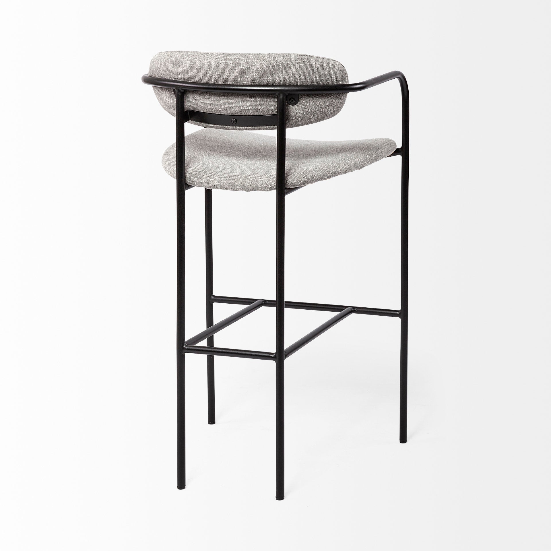 Parker Gray Fabric Seat Black Metal Bar Stool - Central Designs