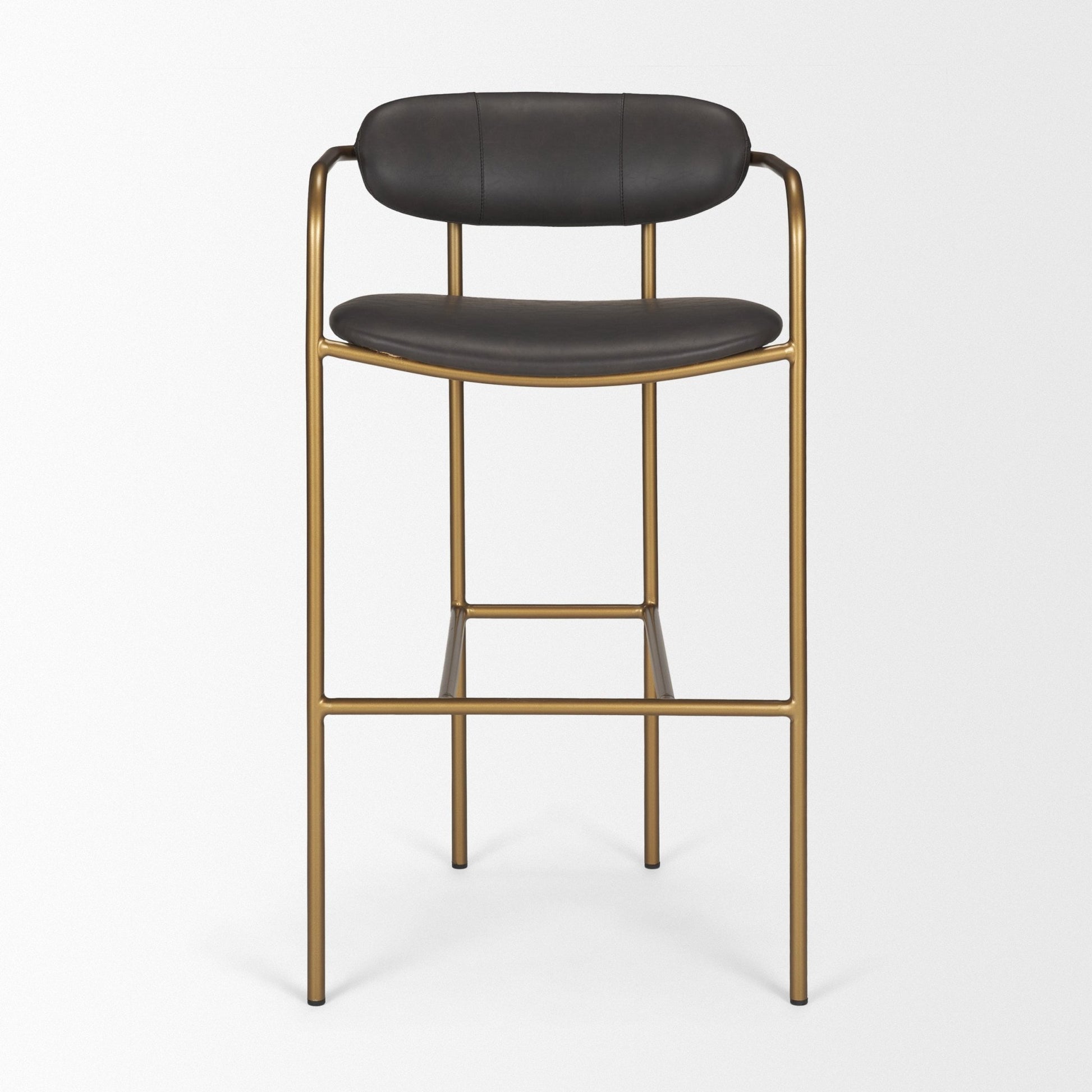 Parker Brown Faux Leather Seat Gold Metal Bar Stool - Central Designs
