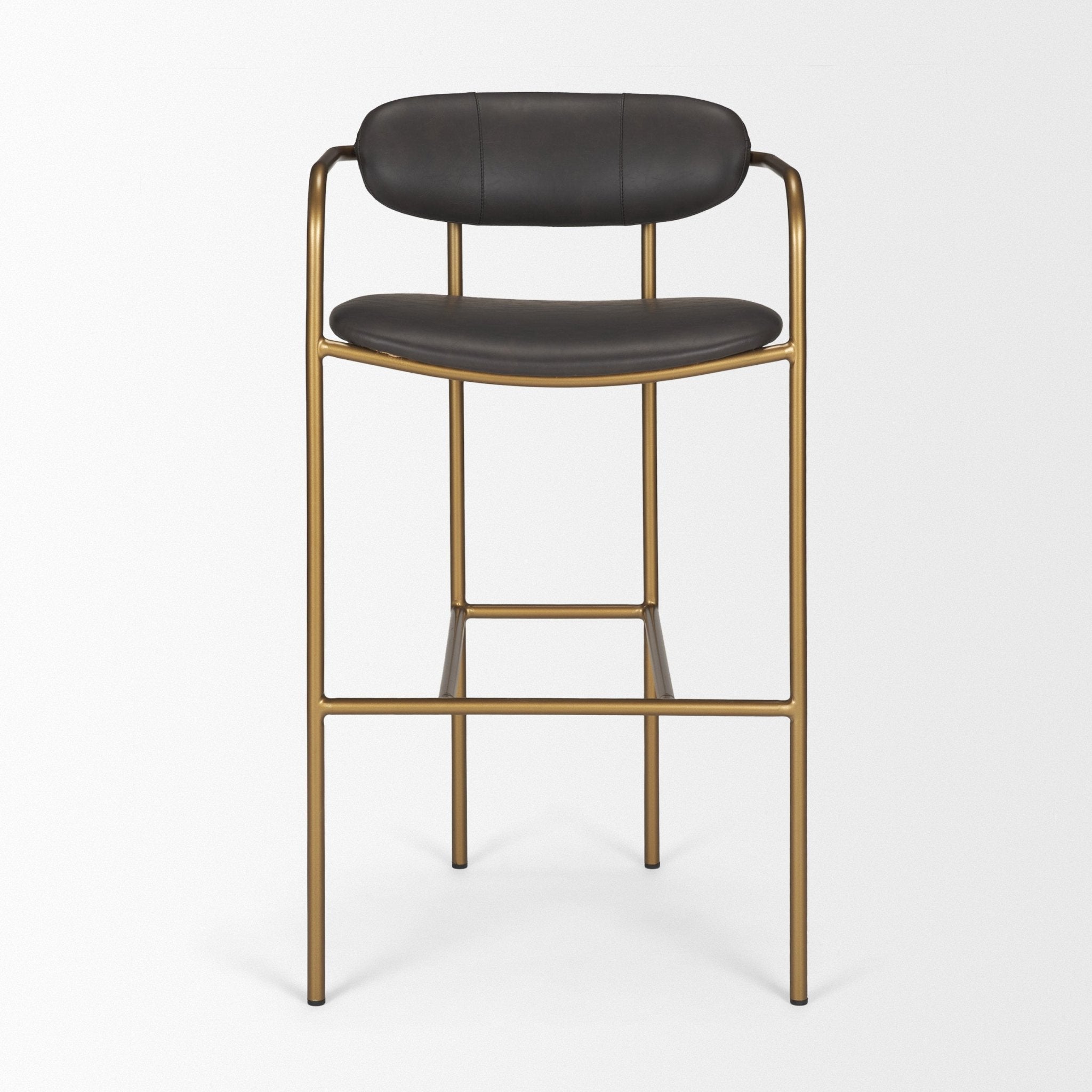 Parker Brown Faux Leather Seat Gold Metal Bar Stool - Central Designs