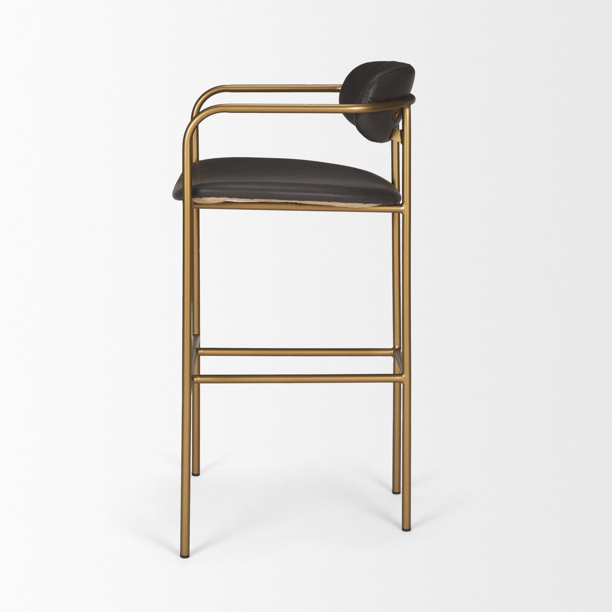 Parker Brown Faux Leather Seat Gold Metal Bar Stool - Central Designs