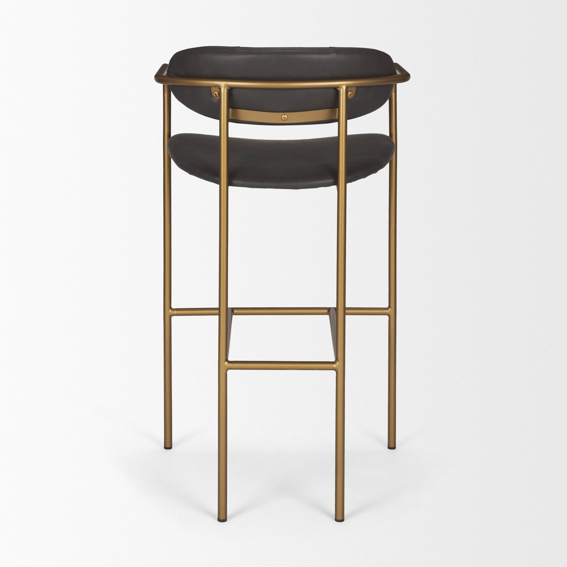 Parker Brown Faux Leather Seat Gold Metal Bar Stool - Central Designs