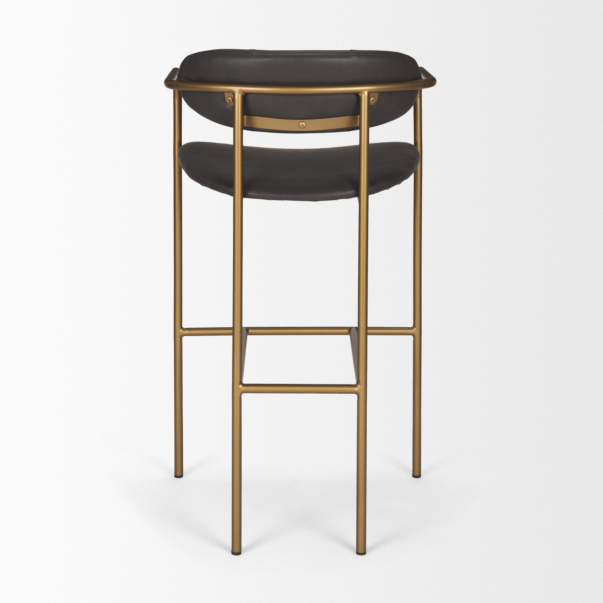 Parker Brown Faux Leather Seat Gold Metal Bar Stool - Central Designs